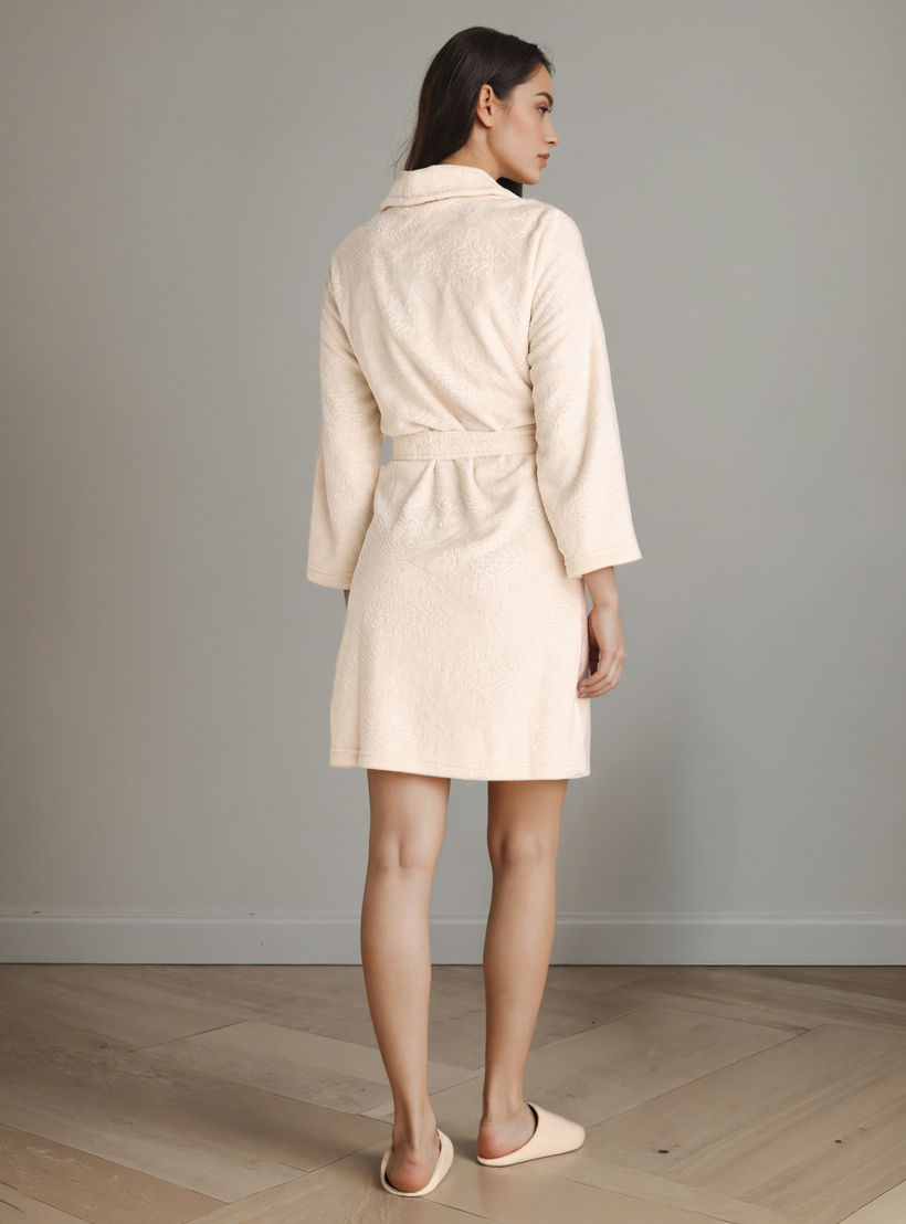 Plush Jacquard Night Robe with Bedroom Slippers-women-clothing-nightwear-robes-image-3