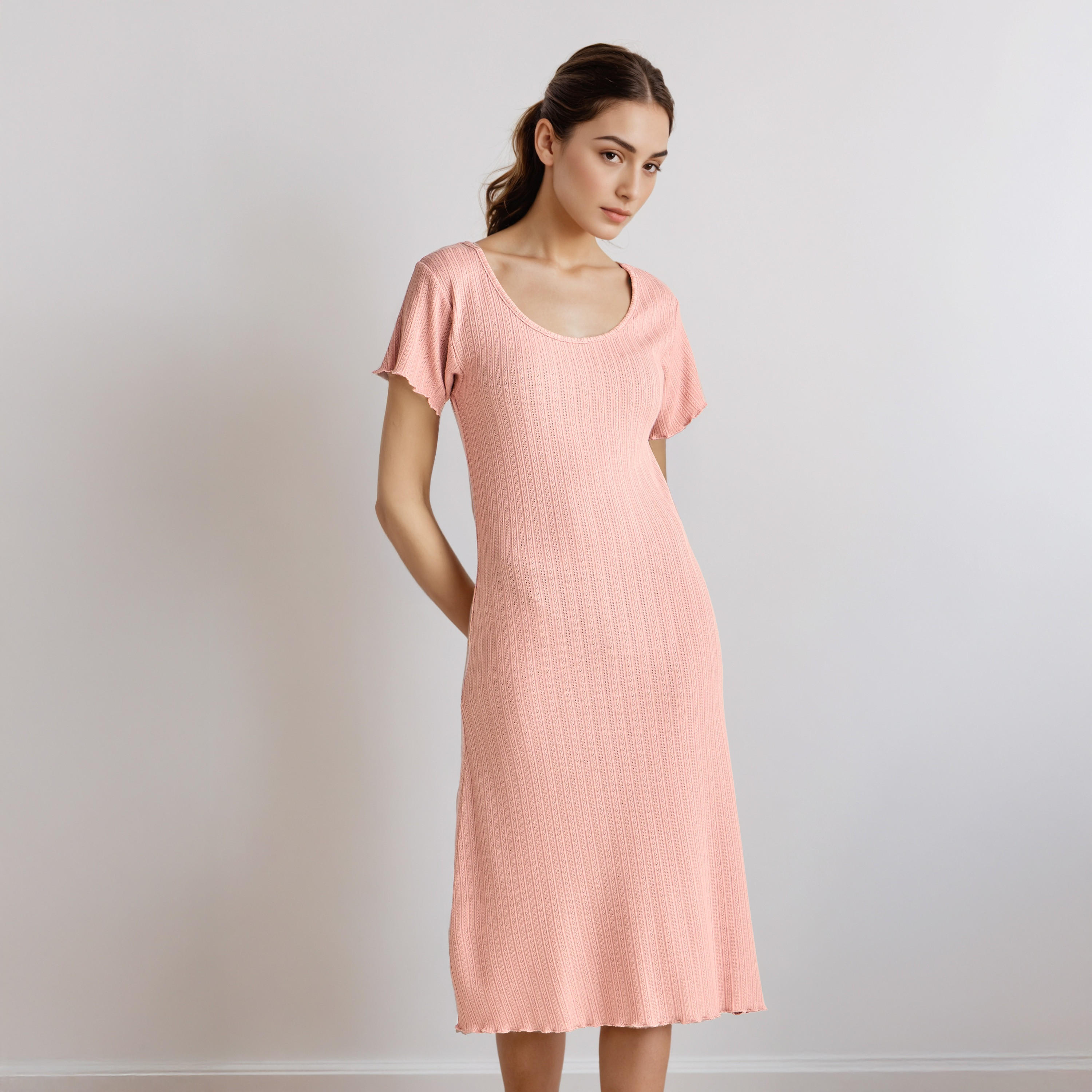 قميص نوم طويل برقبة واسعة-women-clothing-nightwear-nighties-image-1