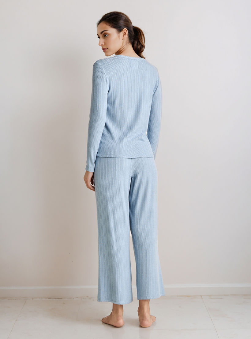 Pyjama Set Textured Top & Trousers Polyester Blend-women-clothing-nightwear-pyjamas-longsets-image-4