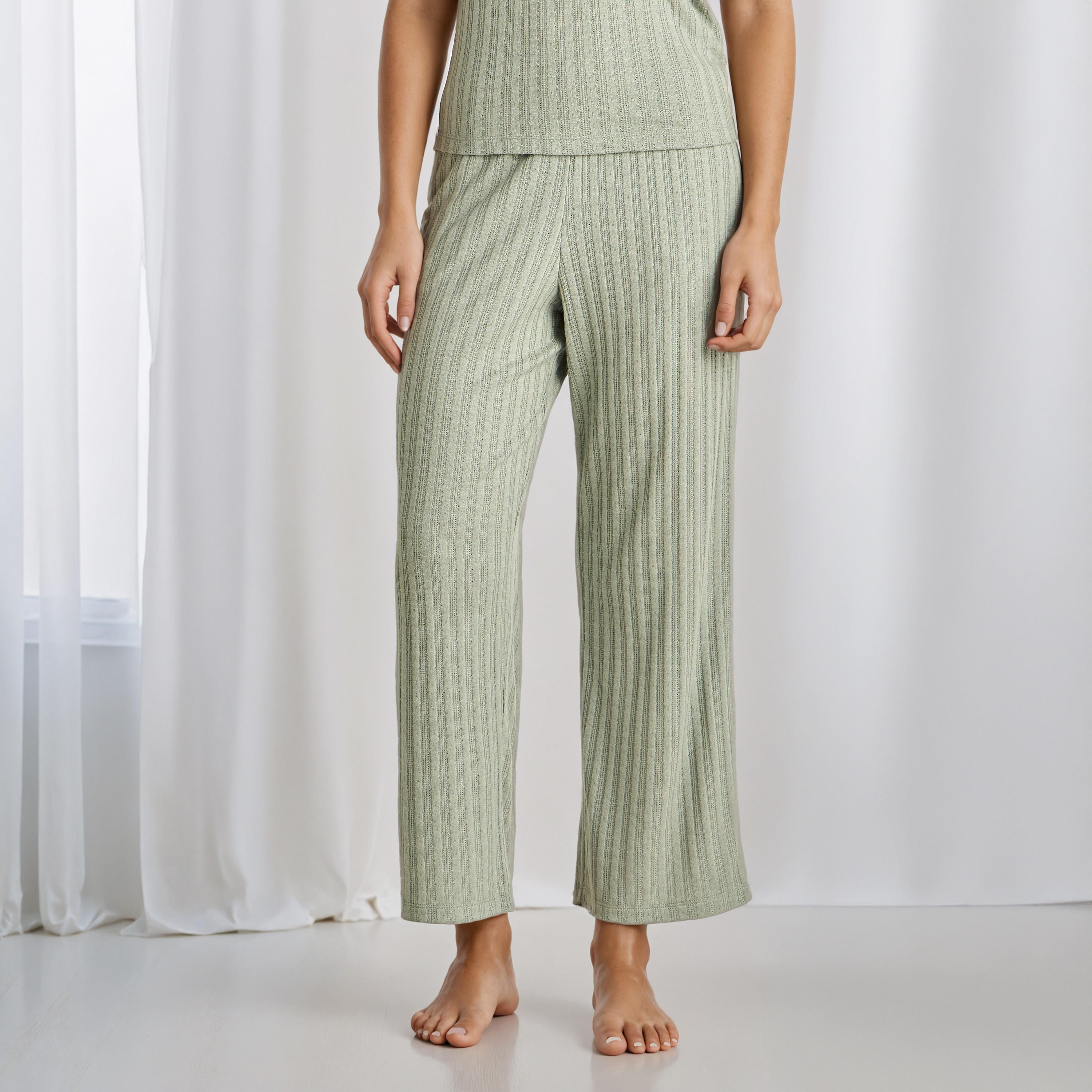 Pyjama Set Lace-Up T-shirt & Pants Viscose Blend-women-clothing-nightwear-pyjamas-longsets-image-5
