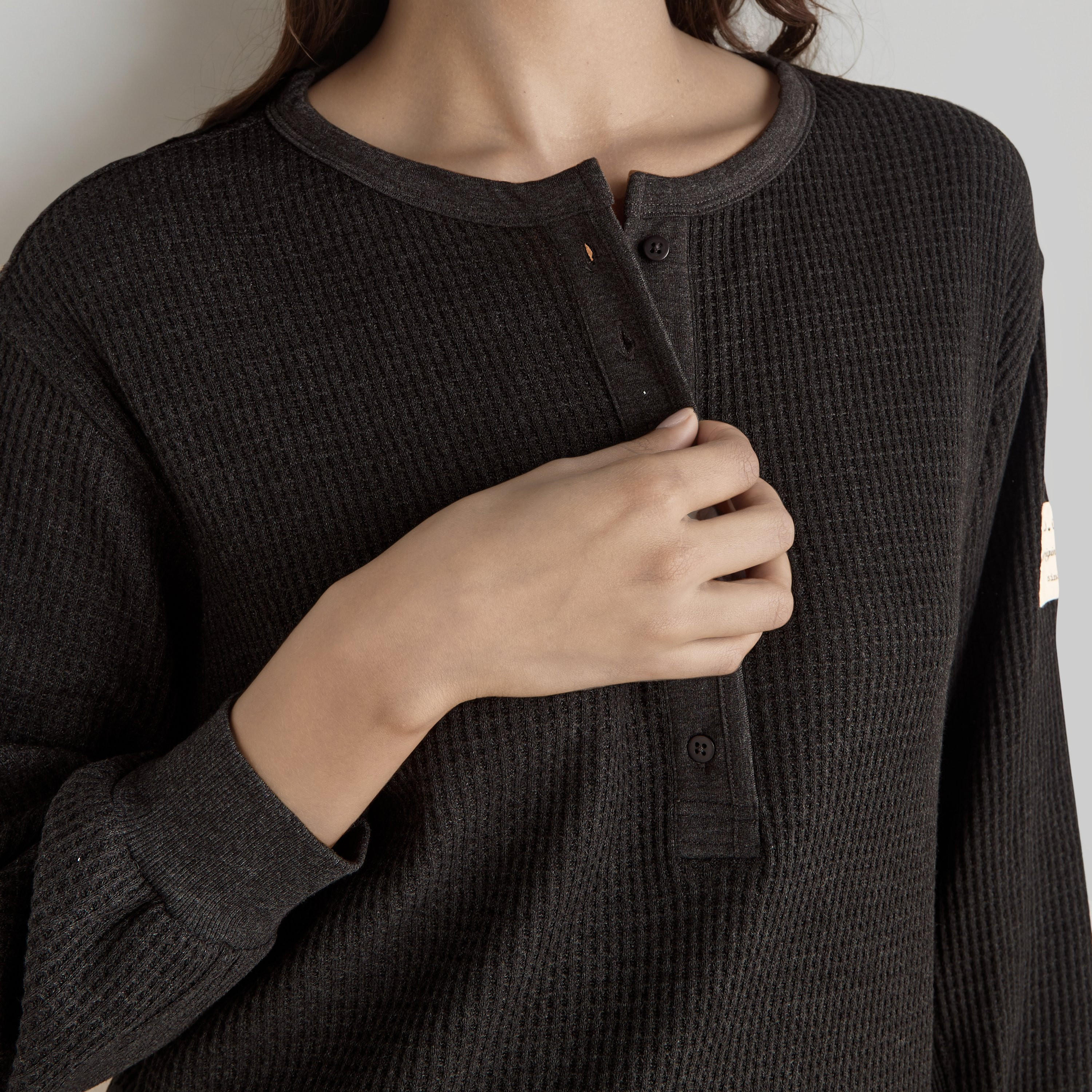 Textured Night Dress with Long Sleeves-women-clothing-nightwear-nighties-image-3