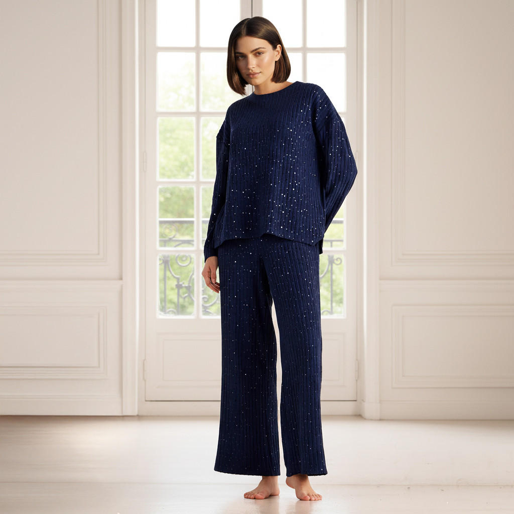 طقم بلوزة وبنطلون بيجاما مضلع-women-clothing-nightwear-pyjamas-longsets-image-4