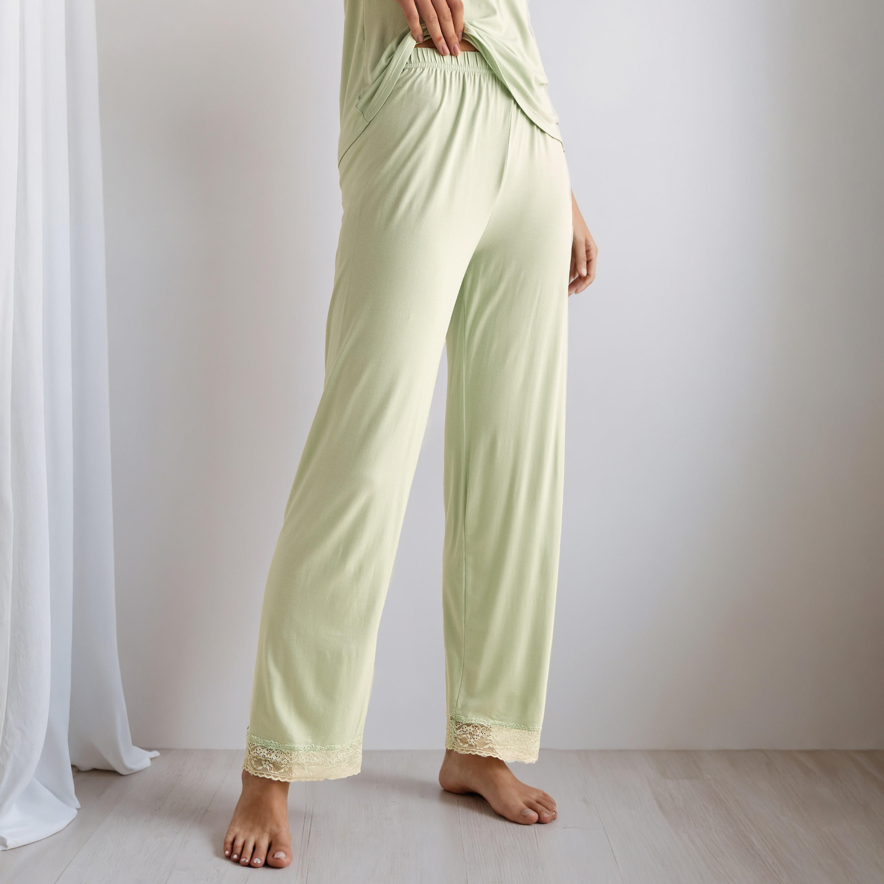 Pyjama Set Lace Trim Top & Trousers-women-clothing-nightwear-pyjamas-longsets-image-4