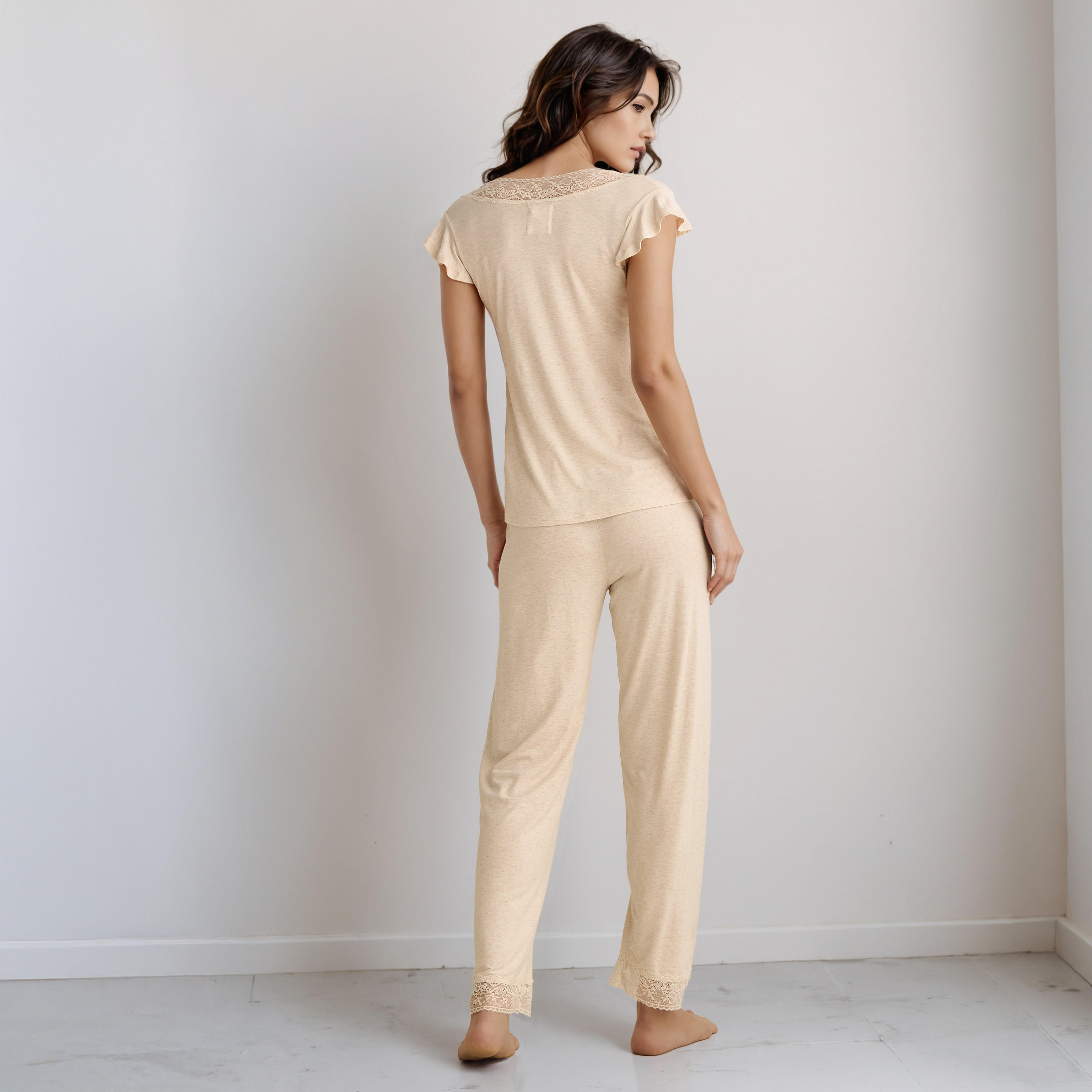Pyjama Set Lace Trim Top & Trousers-women-clothing-nightwear-pyjamas-longsets-image-3