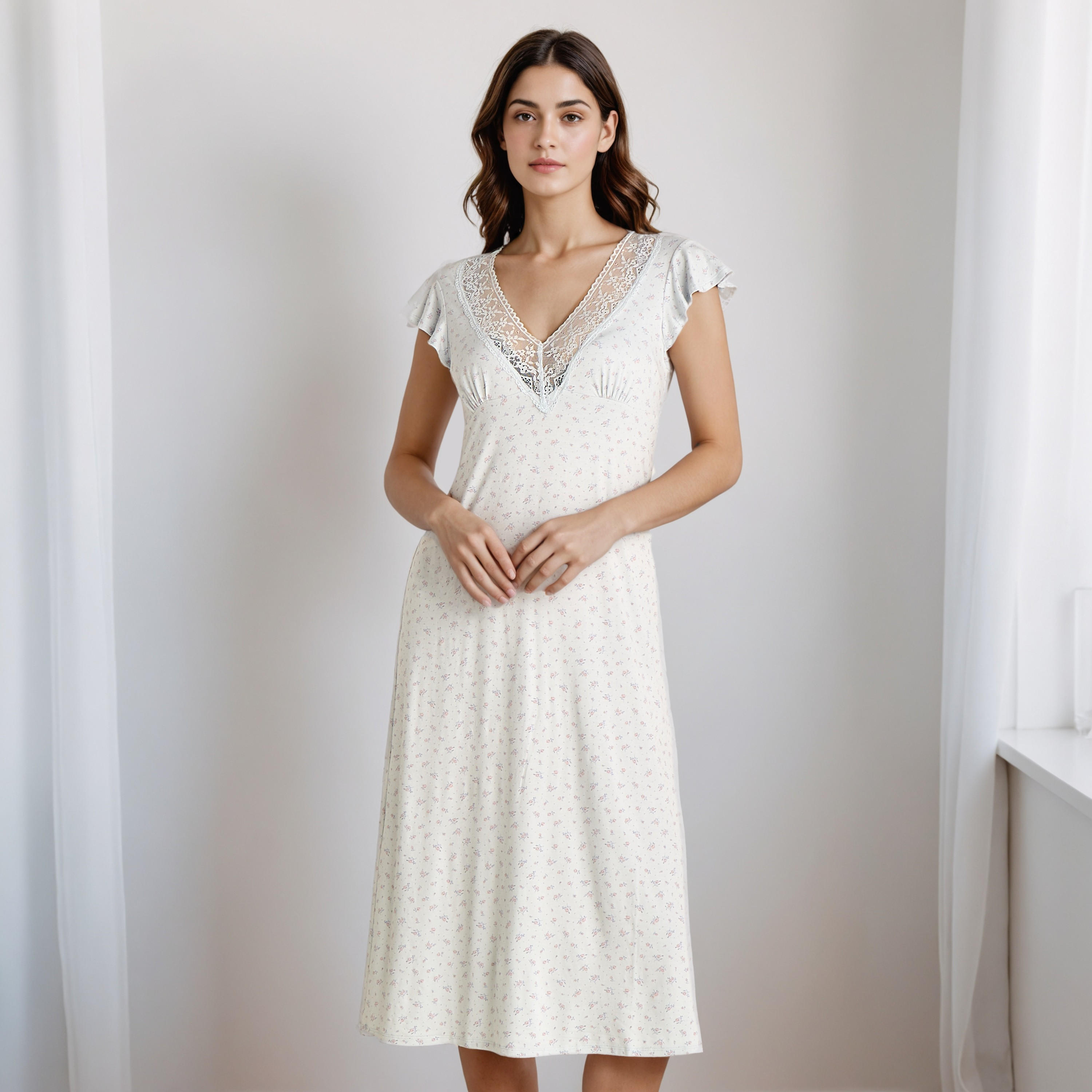 Nighty Midi with V-neck-women-clothing-nightwear-nighties-image-1