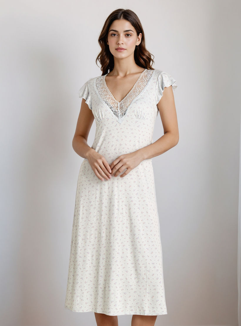Nighty Midi with V-neck-women-clothing-nightwear-nighties-image-1