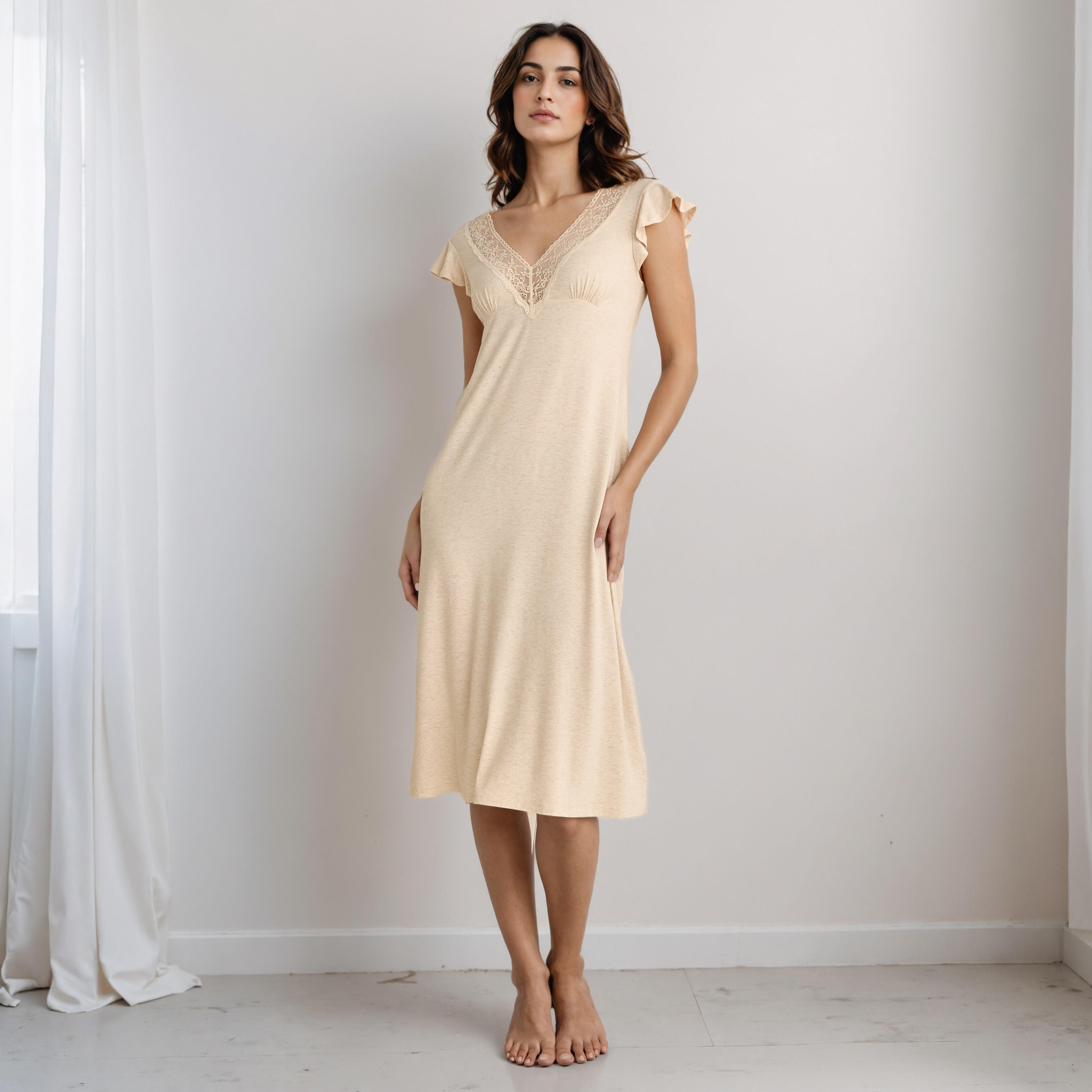 Midi Night Dress with Lace Trim-women-clothing-nightwear-nighties-image-2