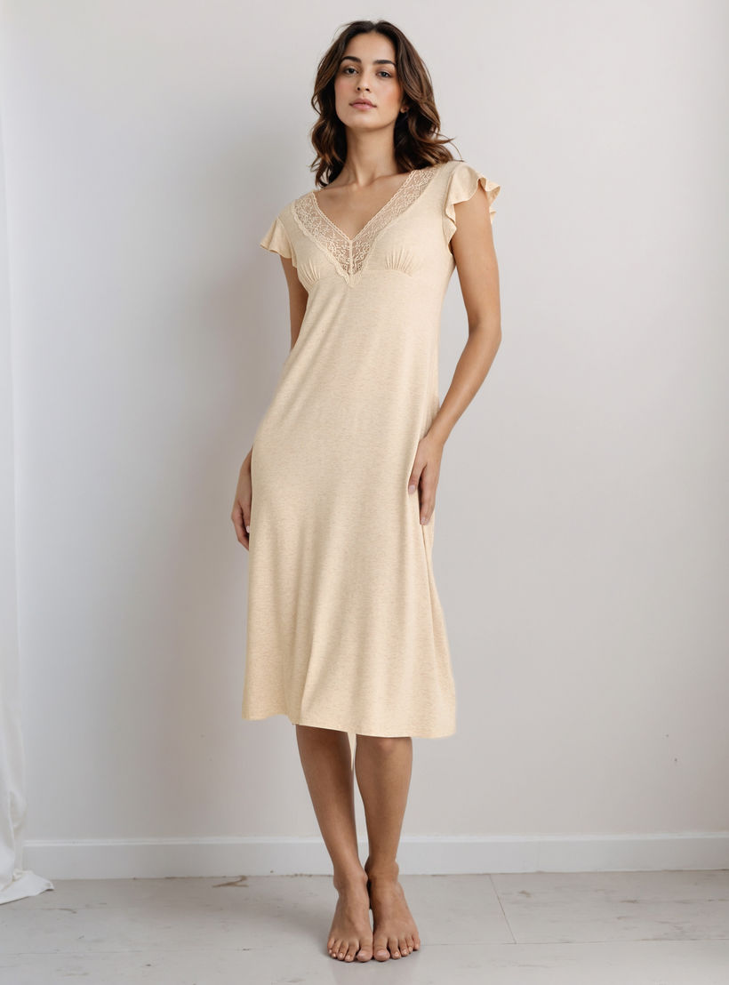 قميص نوم ميدي وحواف دانتيل-women-clothing-nightwear-nighties-image-2
