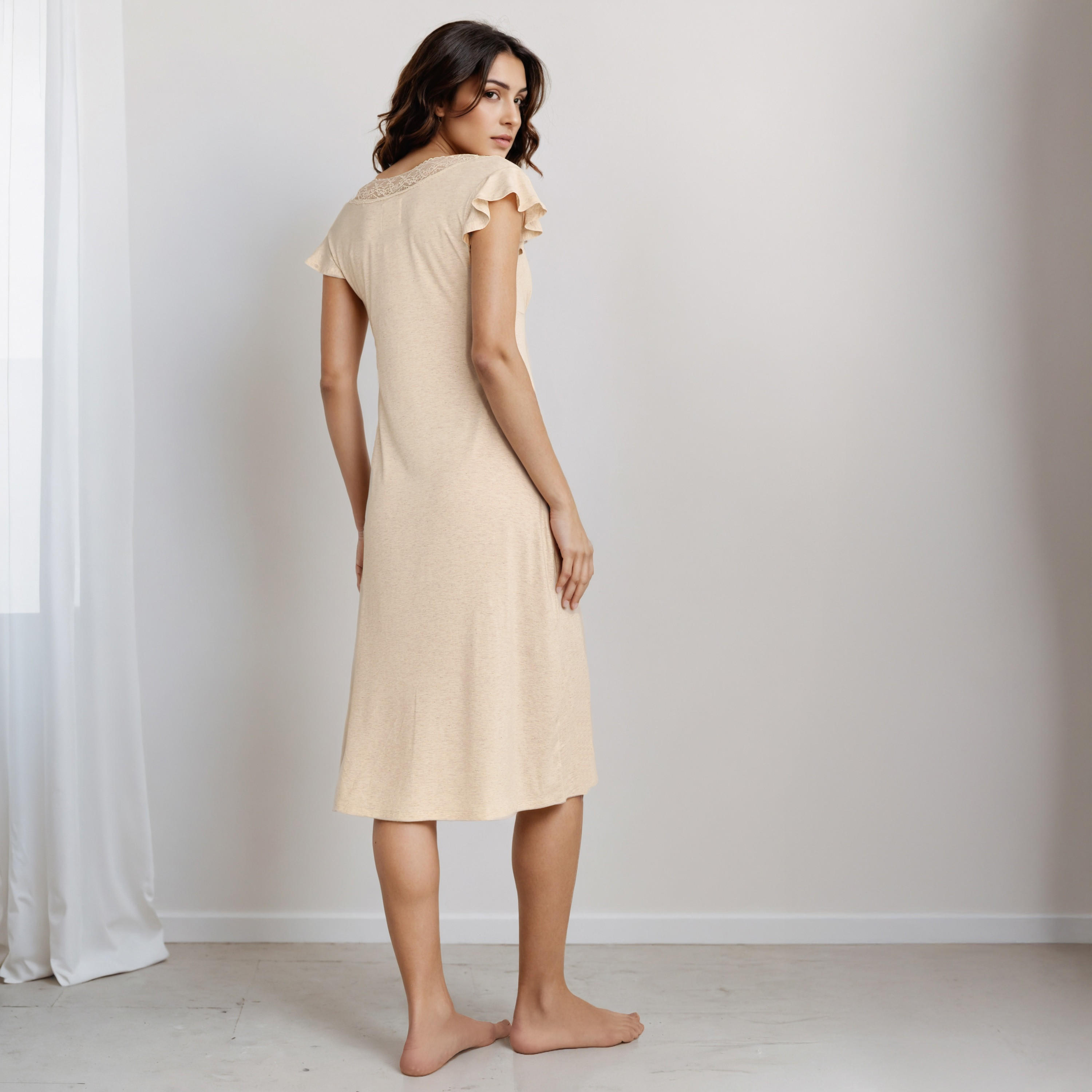 قميص نوم ميدي وحواف دانتيل-women-clothing-nightwear-nighties-image-3