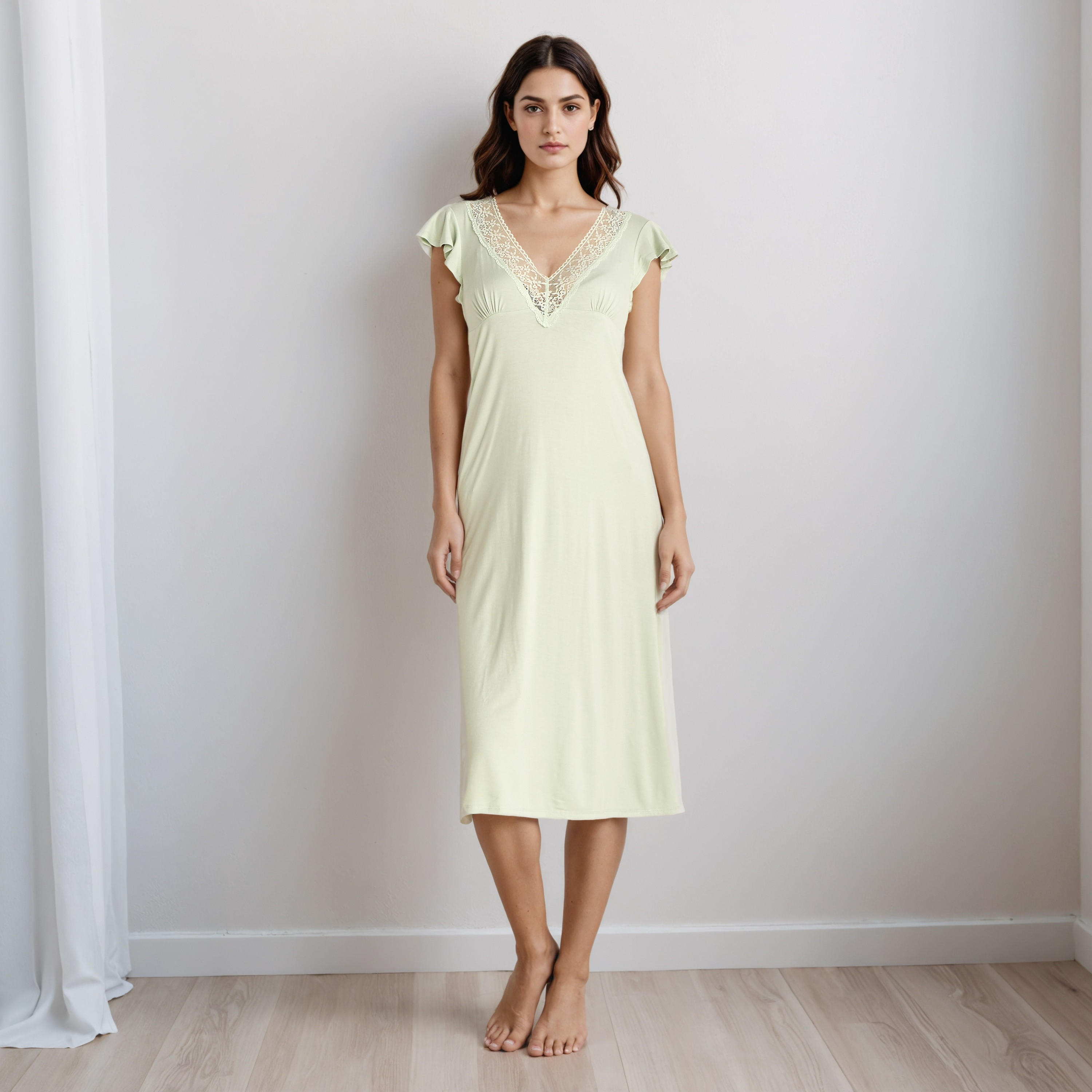 قميص نوم ميدي بياقة V-women-clothing-nightwear-nighties-image-5
