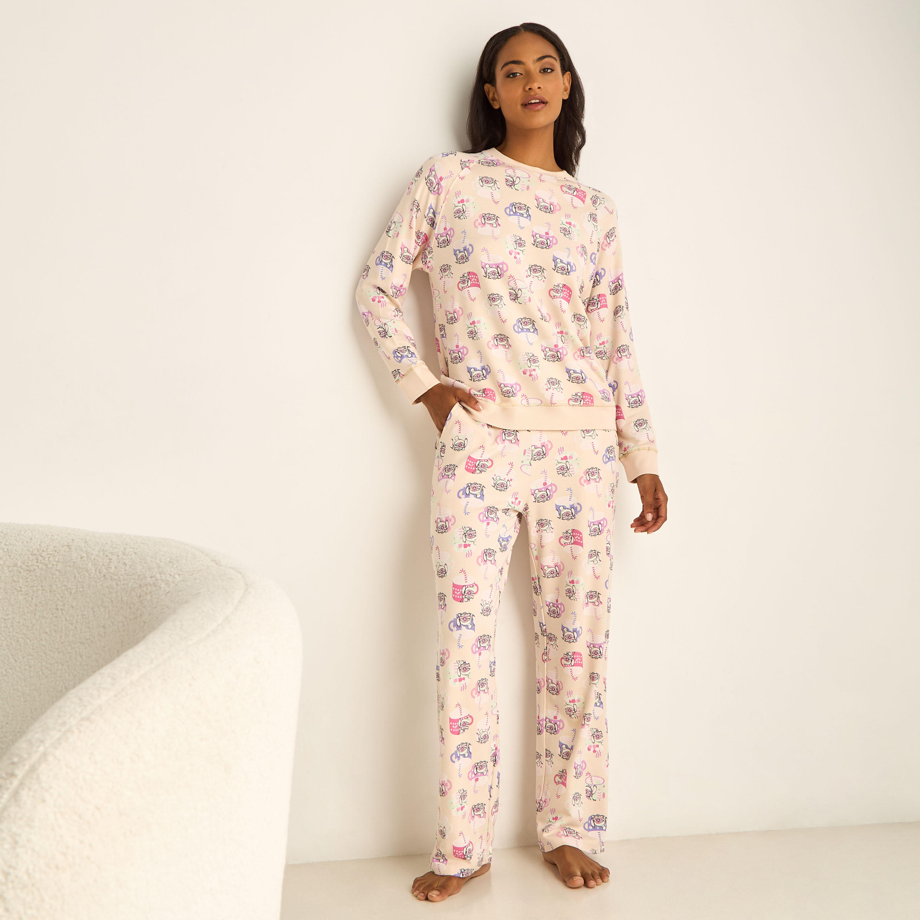 Pyjama Set T-shirt & Trousers Viscose Blend-women-clothing-nightwear-pyjamas-longsets-image-1