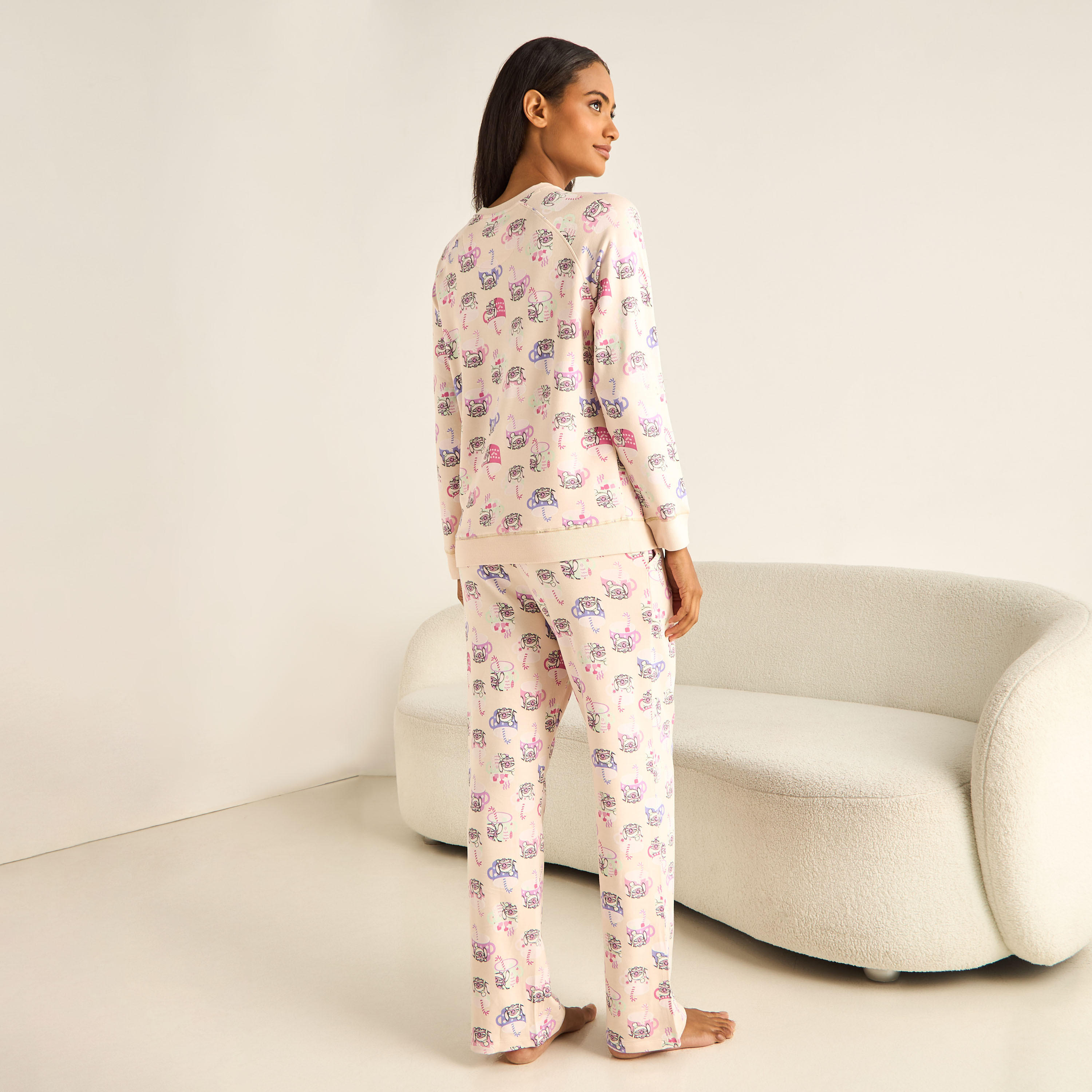 Pyjama Set T-shirt & Trousers Viscose Blend-women-clothing-nightwear-pyjamas-longsets-image-3