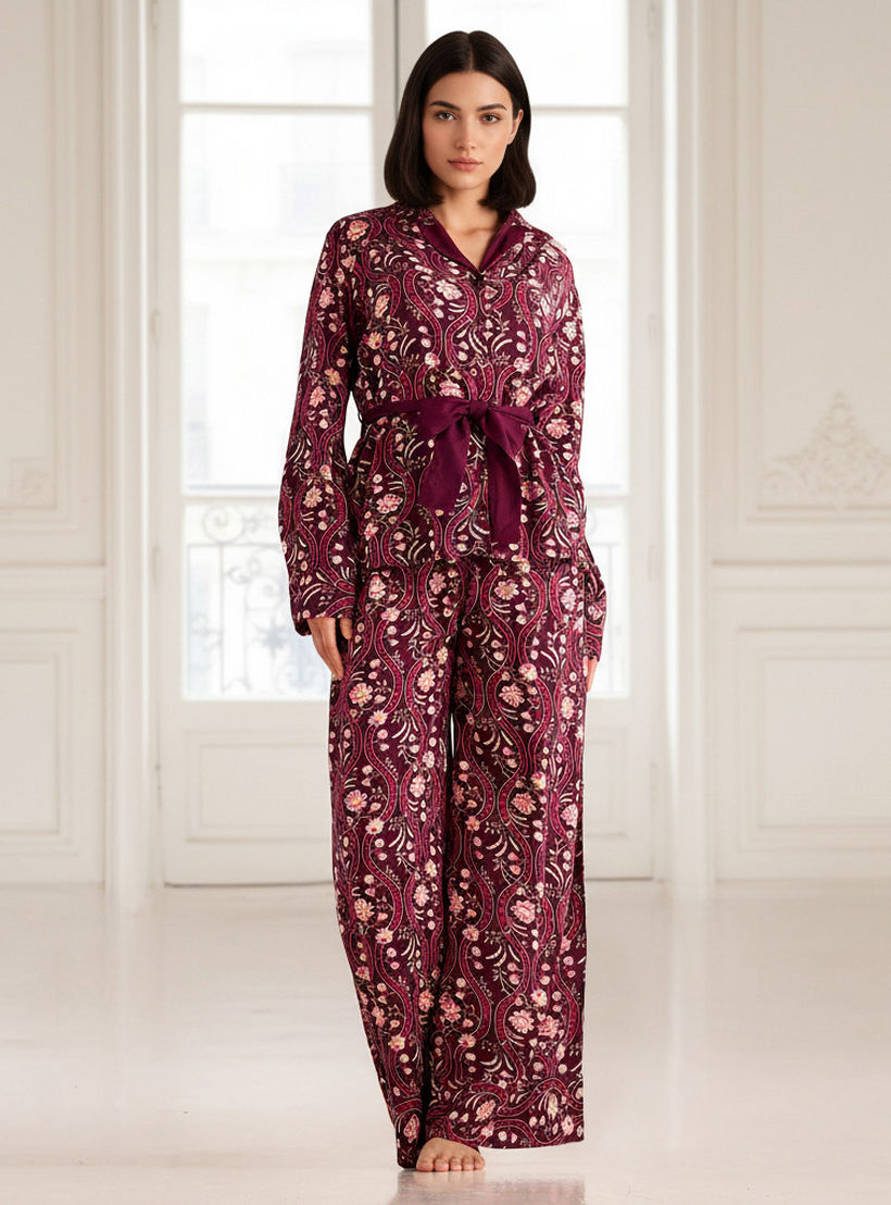 Pyjama Set Shirt & Trousers Viscose-women-clothing-nightwear-pyjamas-longsets-image-1