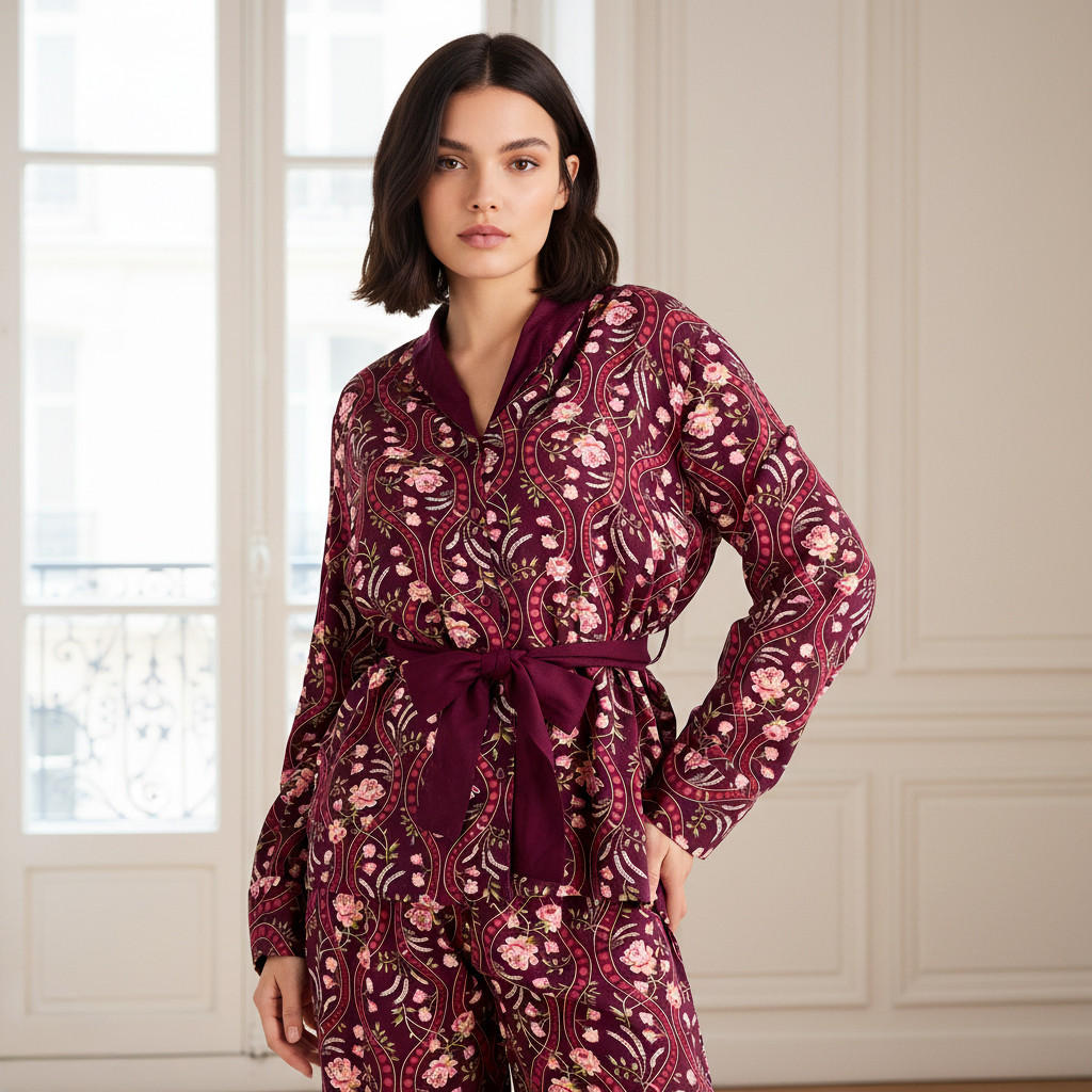 Pyjama Set Shirt & Trousers Viscose-women-clothing-nightwear-pyjamas-longsets-image-2