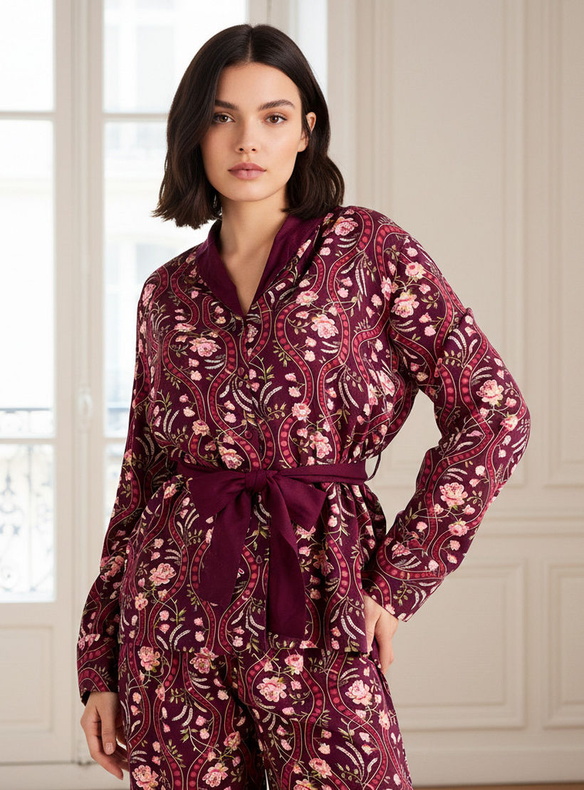 Pyjama Set Shirt & Trousers Viscose-women-clothing-nightwear-pyjamas-longsets-image-2