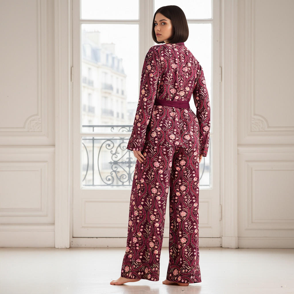 Pyjama Set Shirt & Trousers Viscose-women-clothing-nightwear-pyjamas-longsets-image-3