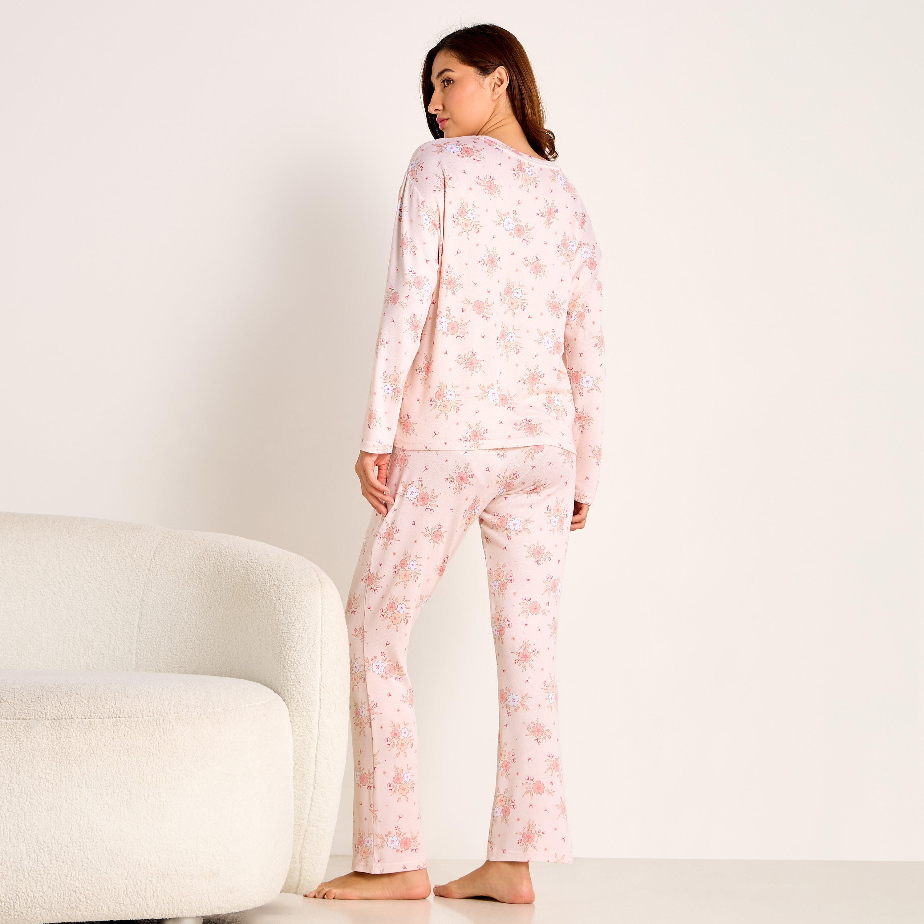 طقم تيشيرت وبنطلون بيجاما-women-clothing-nightwear-pyjamas-longsets-image-4