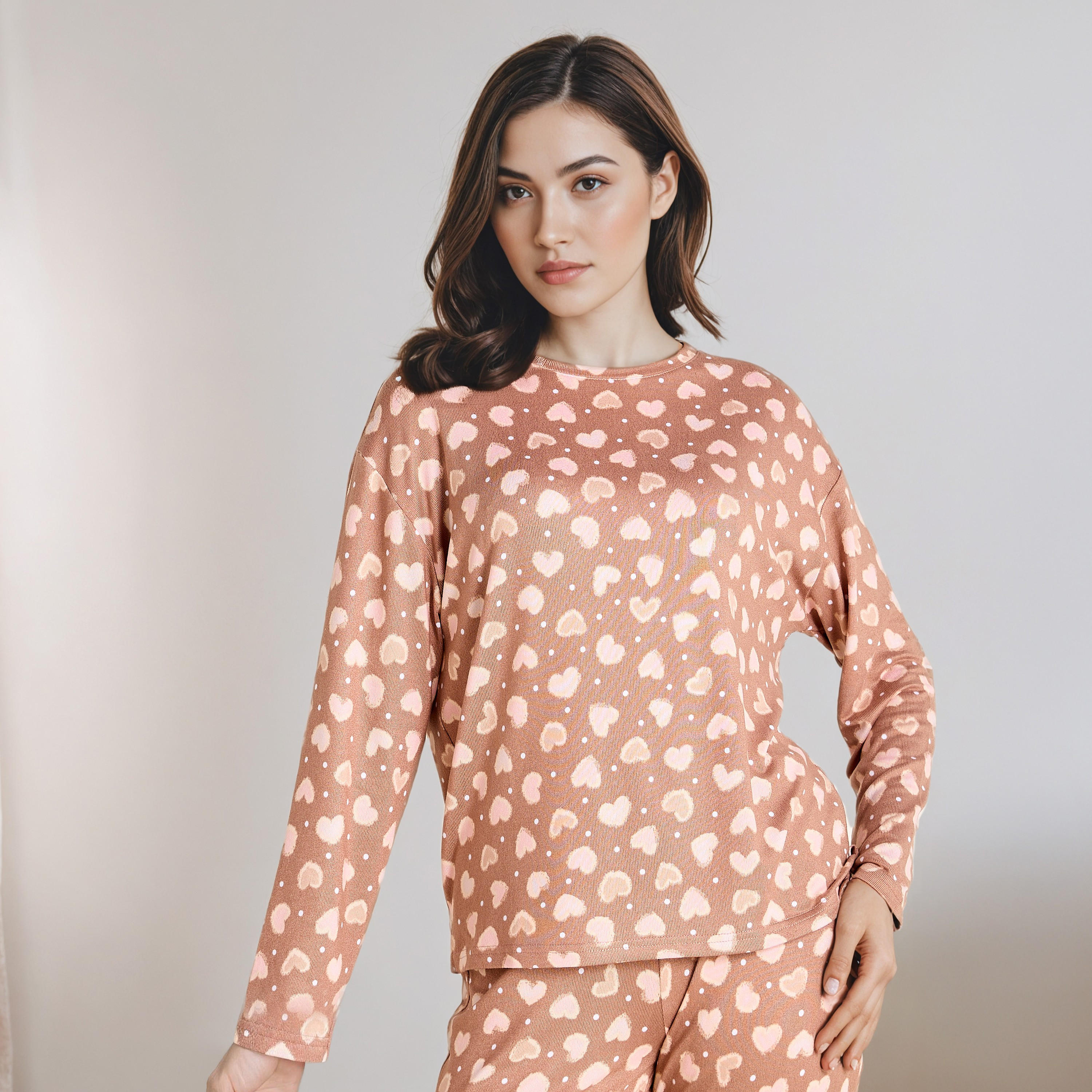 طقم تيشيرت وبنطلون بيجاما-women-clothing-nightwear-pyjamas-longsets-image-2