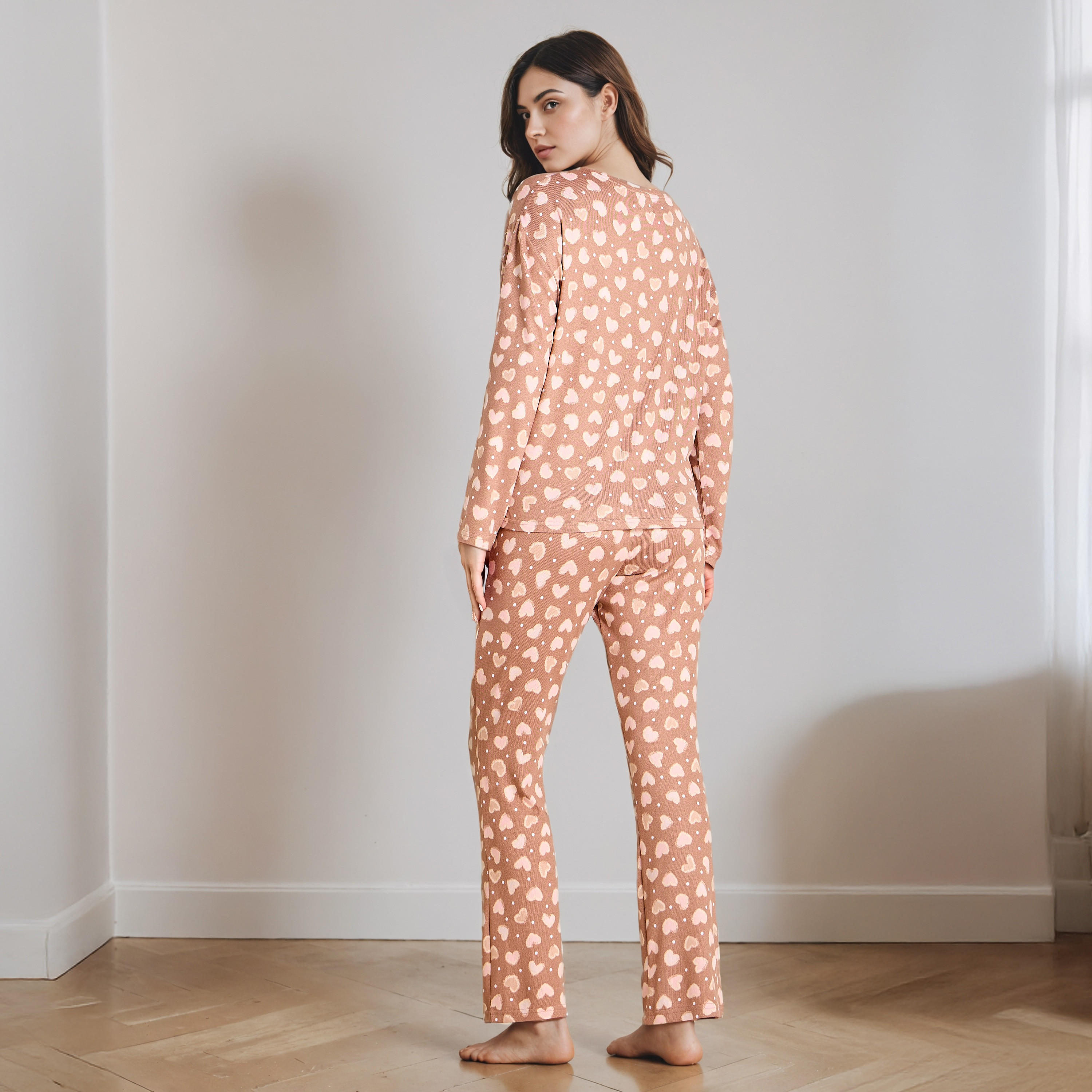 طقم تيشيرت وبنطلون بيجاما-women-clothing-nightwear-pyjamas-longsets-image-4