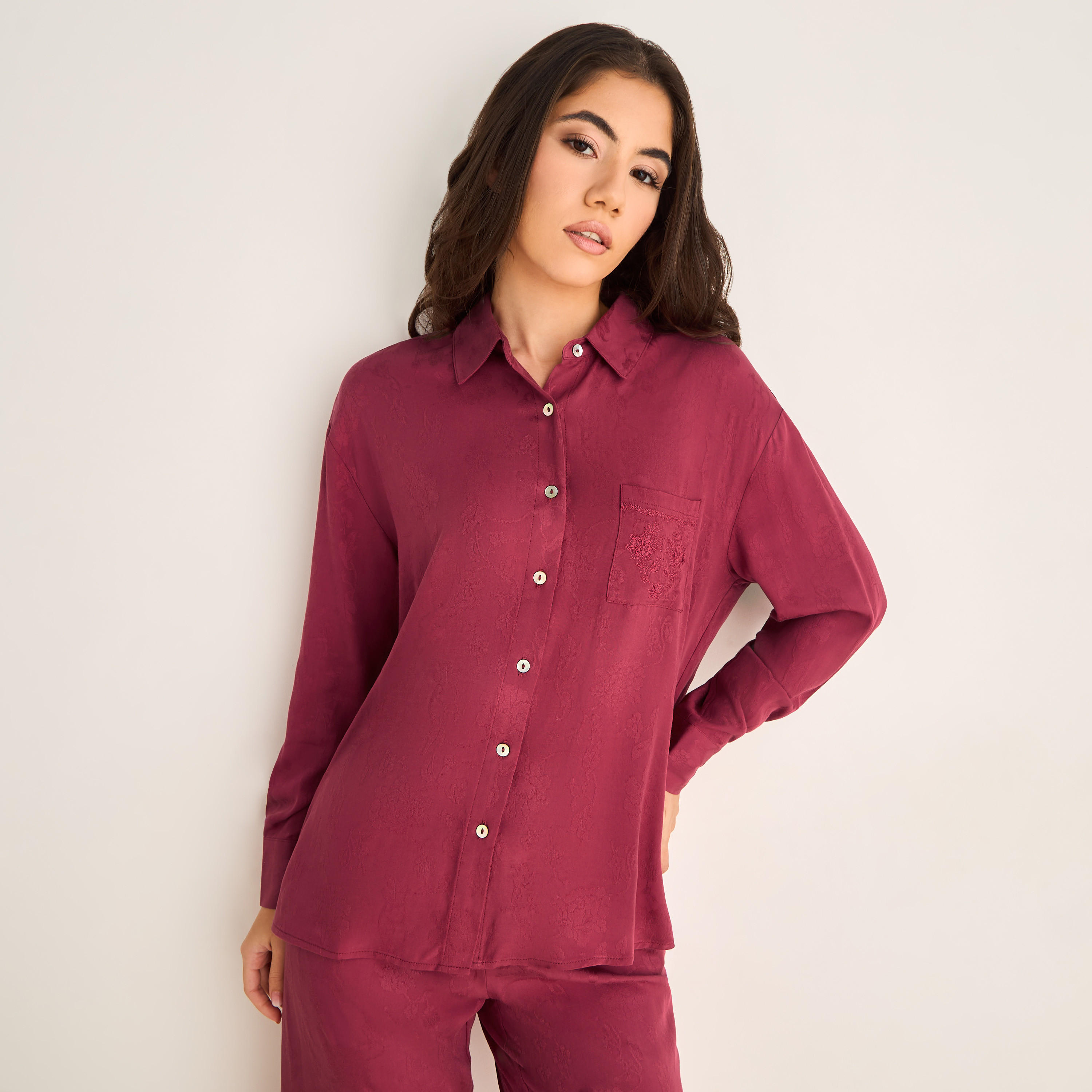 Pyjama Set Shirt Style & Trousers Viscose-women-clothing-nightwear-pyjamas-longsets-image-2
