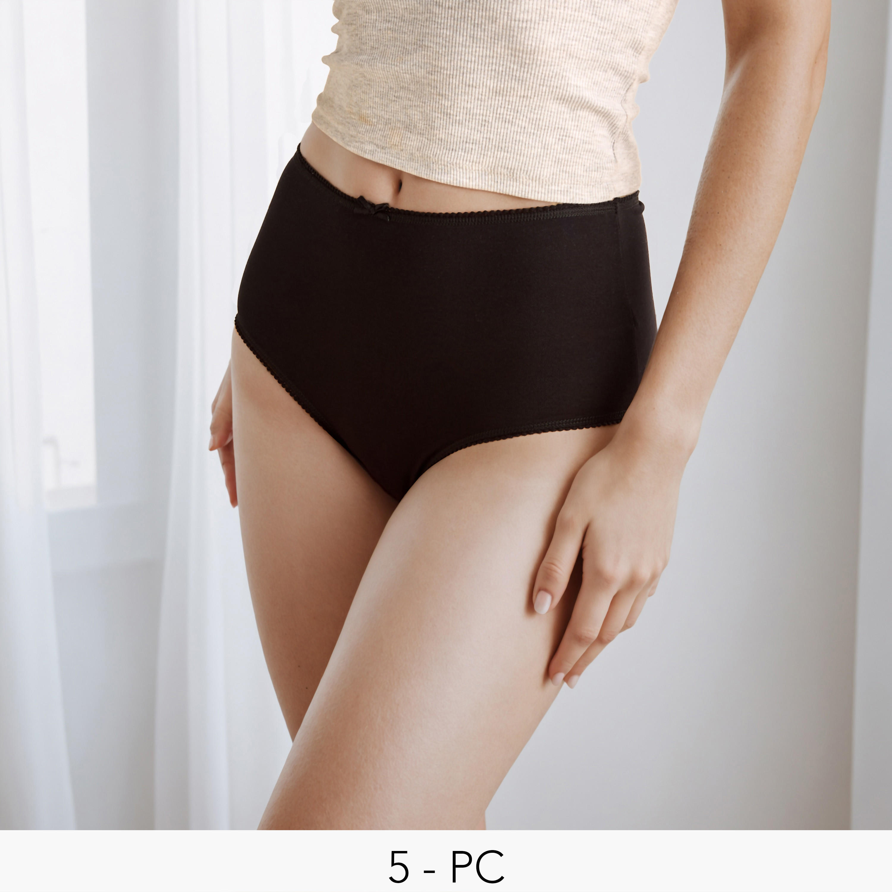 Full Brief High Waist with Lace Trim Cotton - Pack of 5-women-clothing-lingerie-panties-image-1