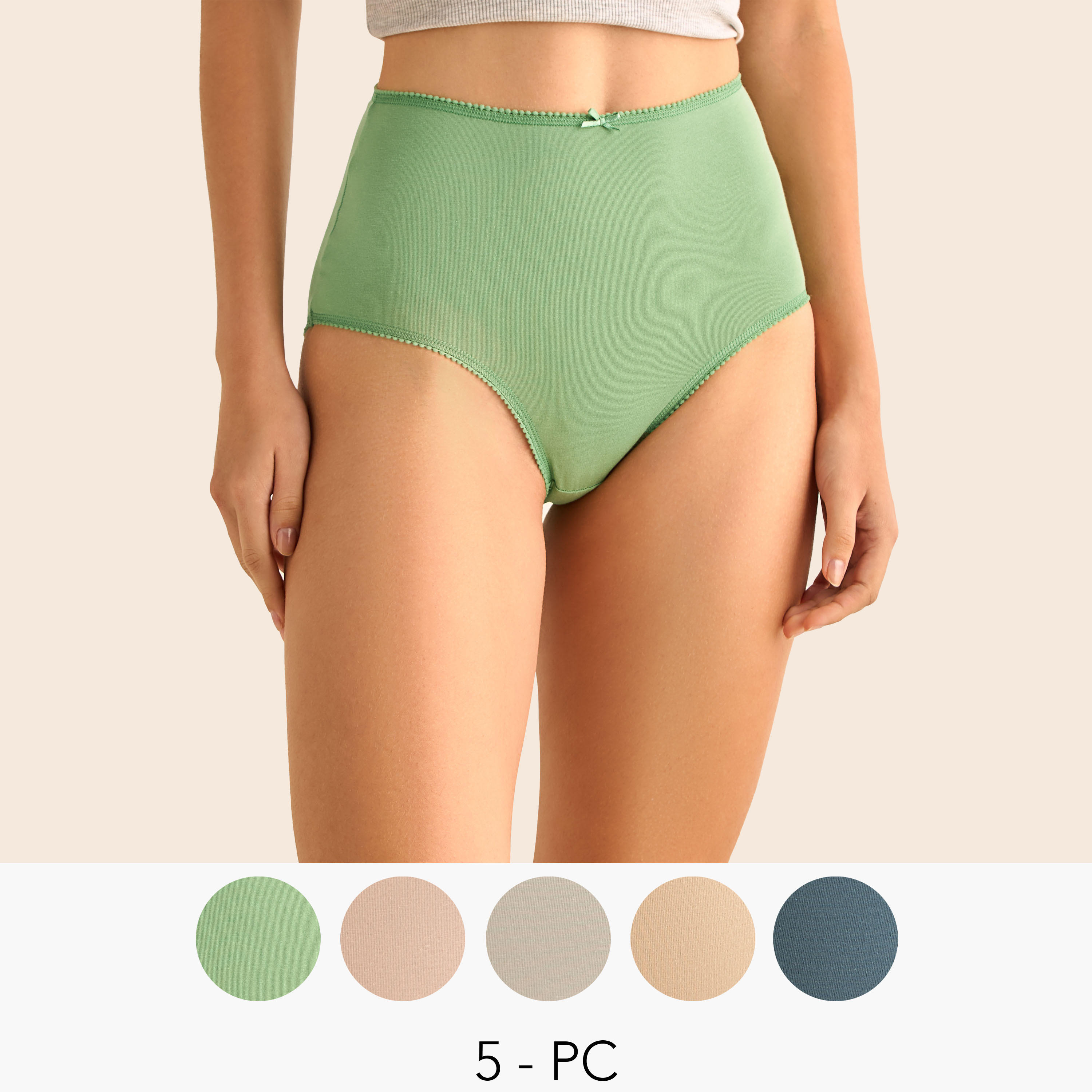 Full Brief High Waist with Lace Trim - Pack of 5-women-clothing-lingerie-panties-image-1