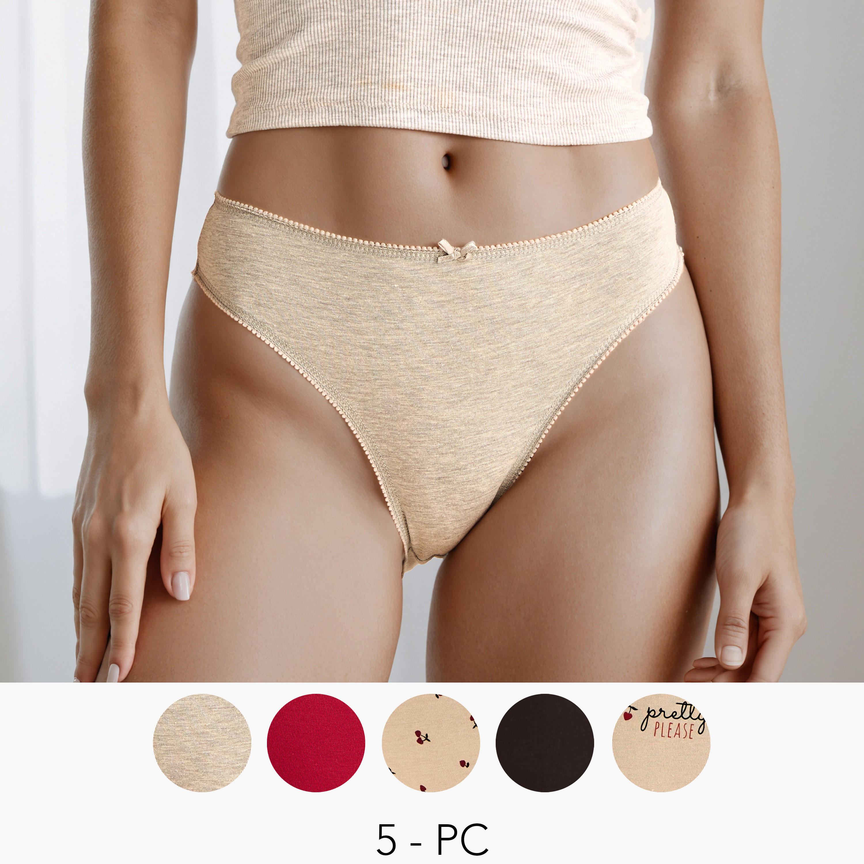 Bikini Brief with Lace Trim - Pack of 5-women-clothing-lingerie-panties-image-1