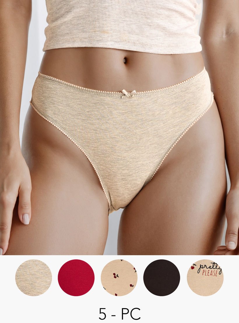 سراويل بيكيني بحافة دانتيل - عبوة من 5 قطع-women-clothing-lingerie-panties-image-8