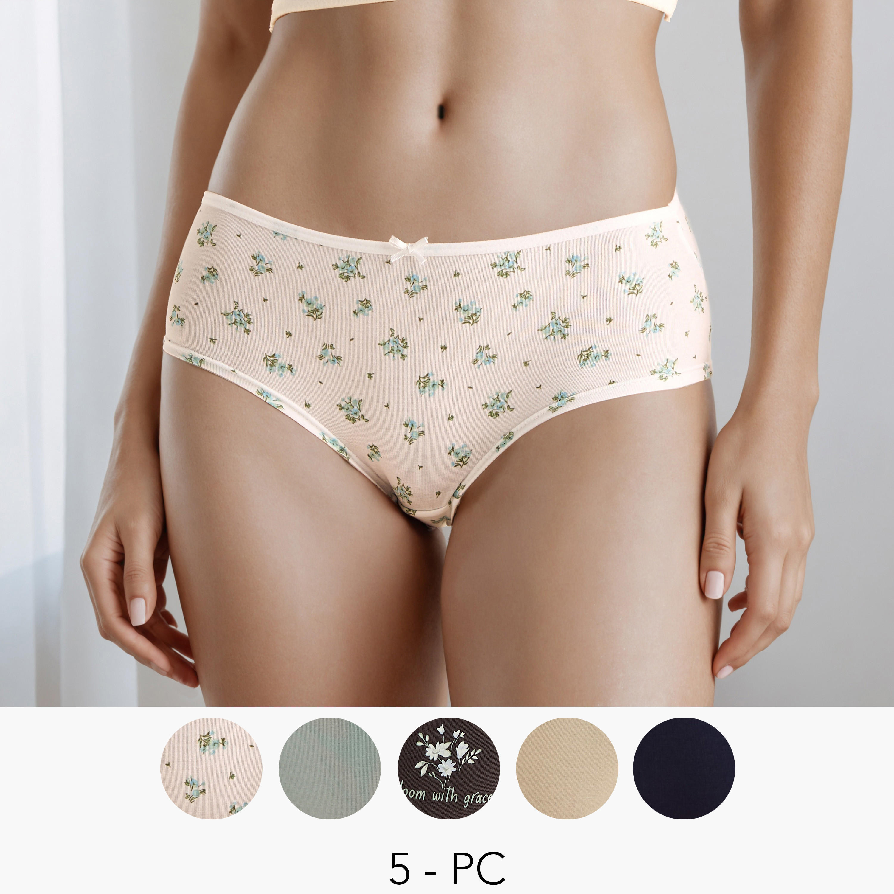 Hipster Panty Bow Accent - Pack of 5-women-clothing-lingerie-panties-image-1