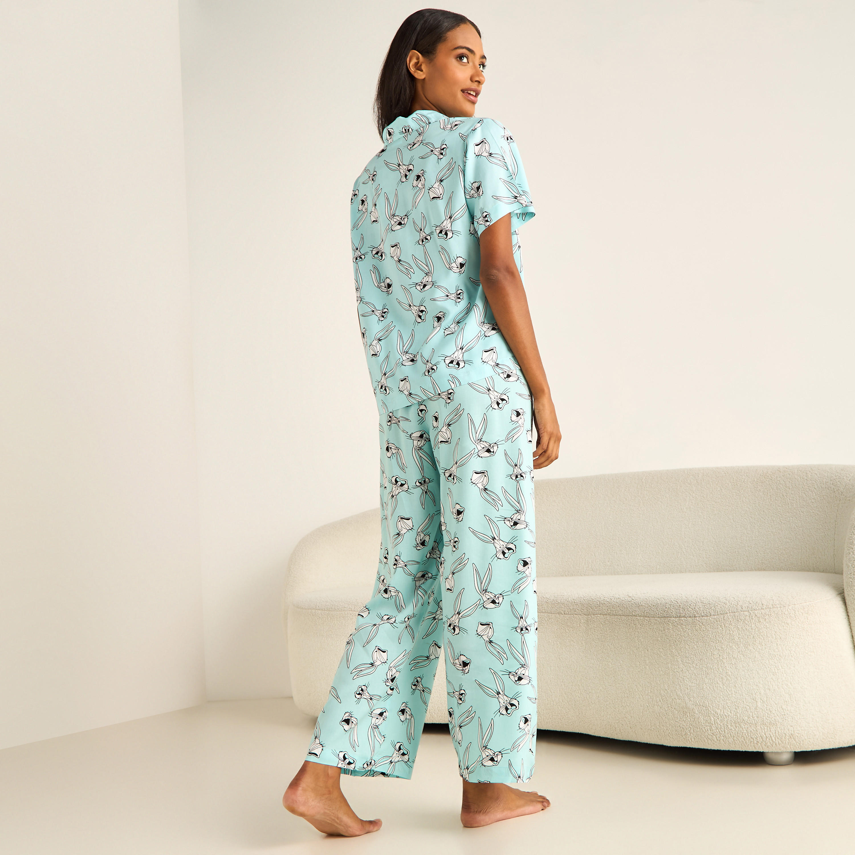 Pyjama Set Button-Down Shirt & Trousers Viscose-women-clothing-nightwear-pyjamas-longsets-image-3