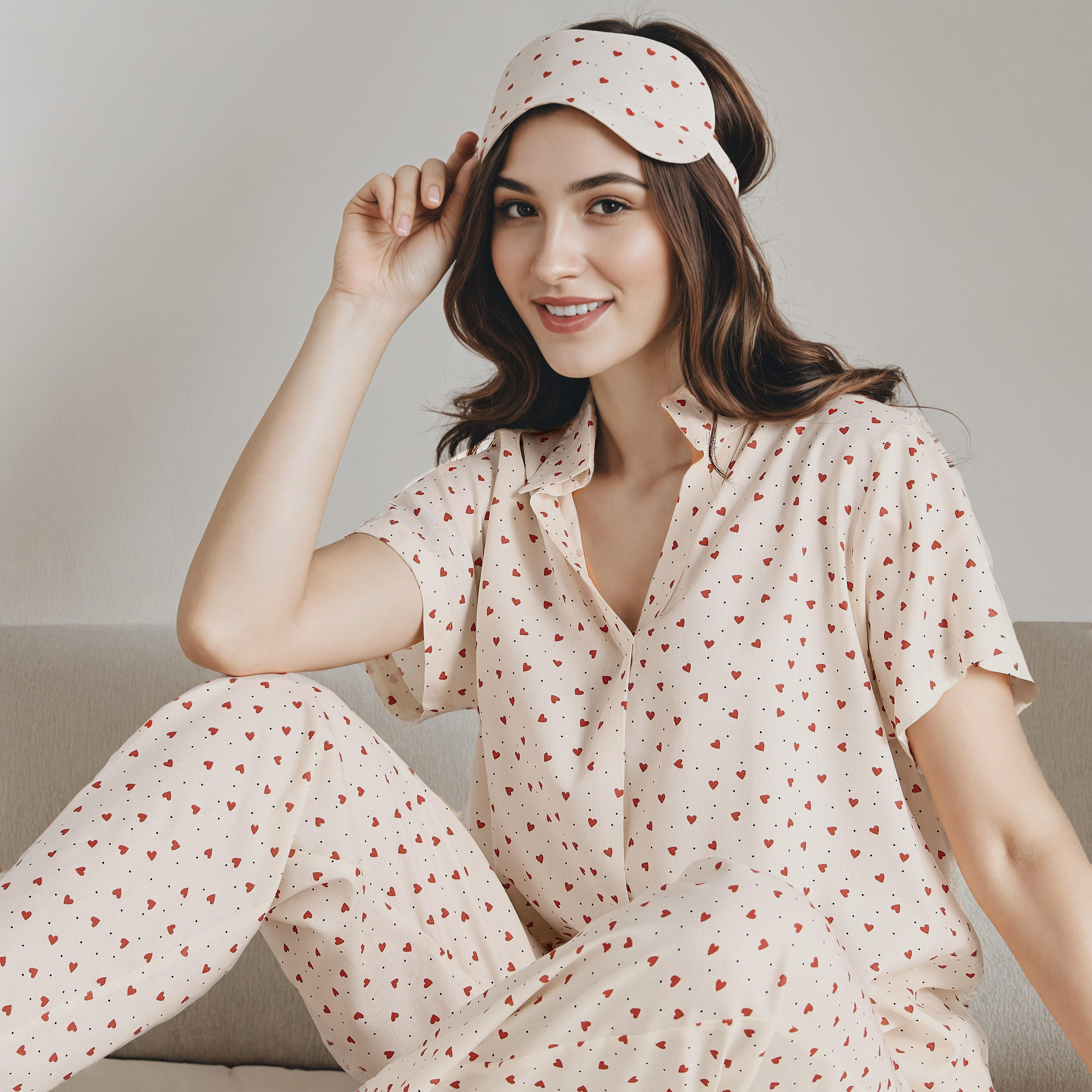 Pyjama Set Button-Down Shirt & Trousers Viscose-women-clothing-nightwear-pyjamas-longsets-image-6