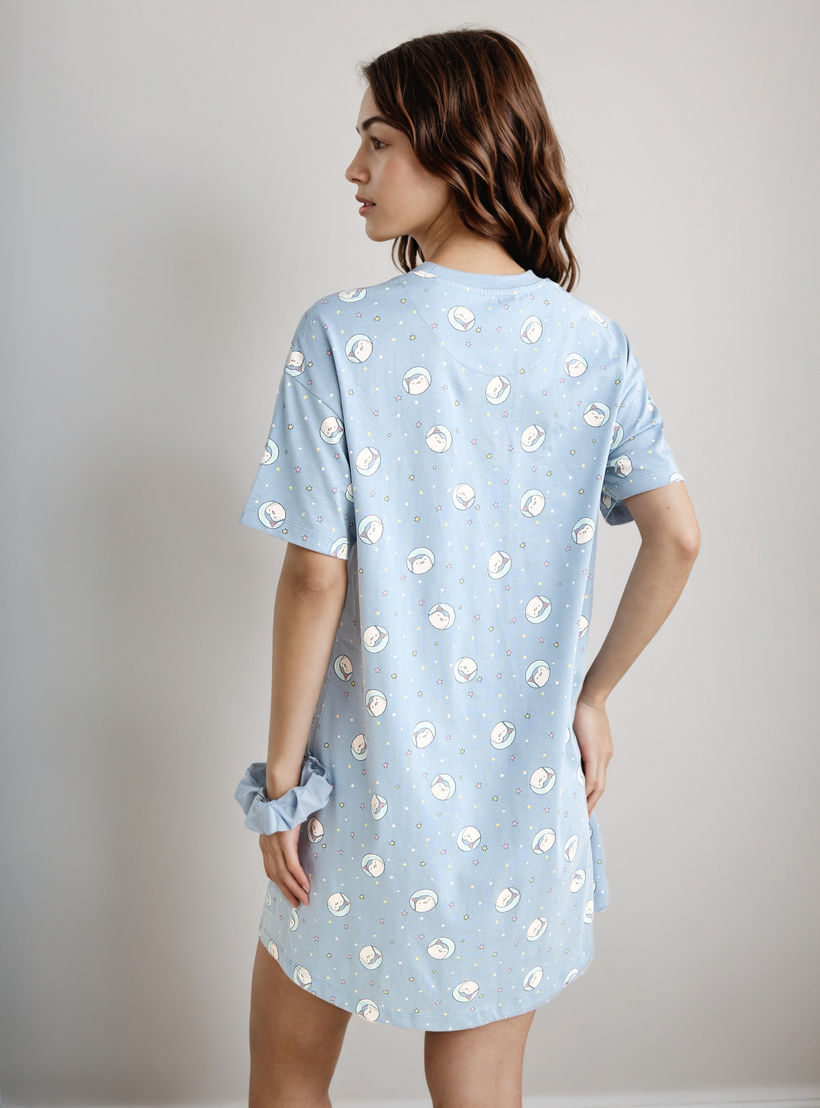 فستان قطن بأكمام قصيرة وطبعات - طقم من قطعتين-women-clothing-nightwear-nighties-image-2