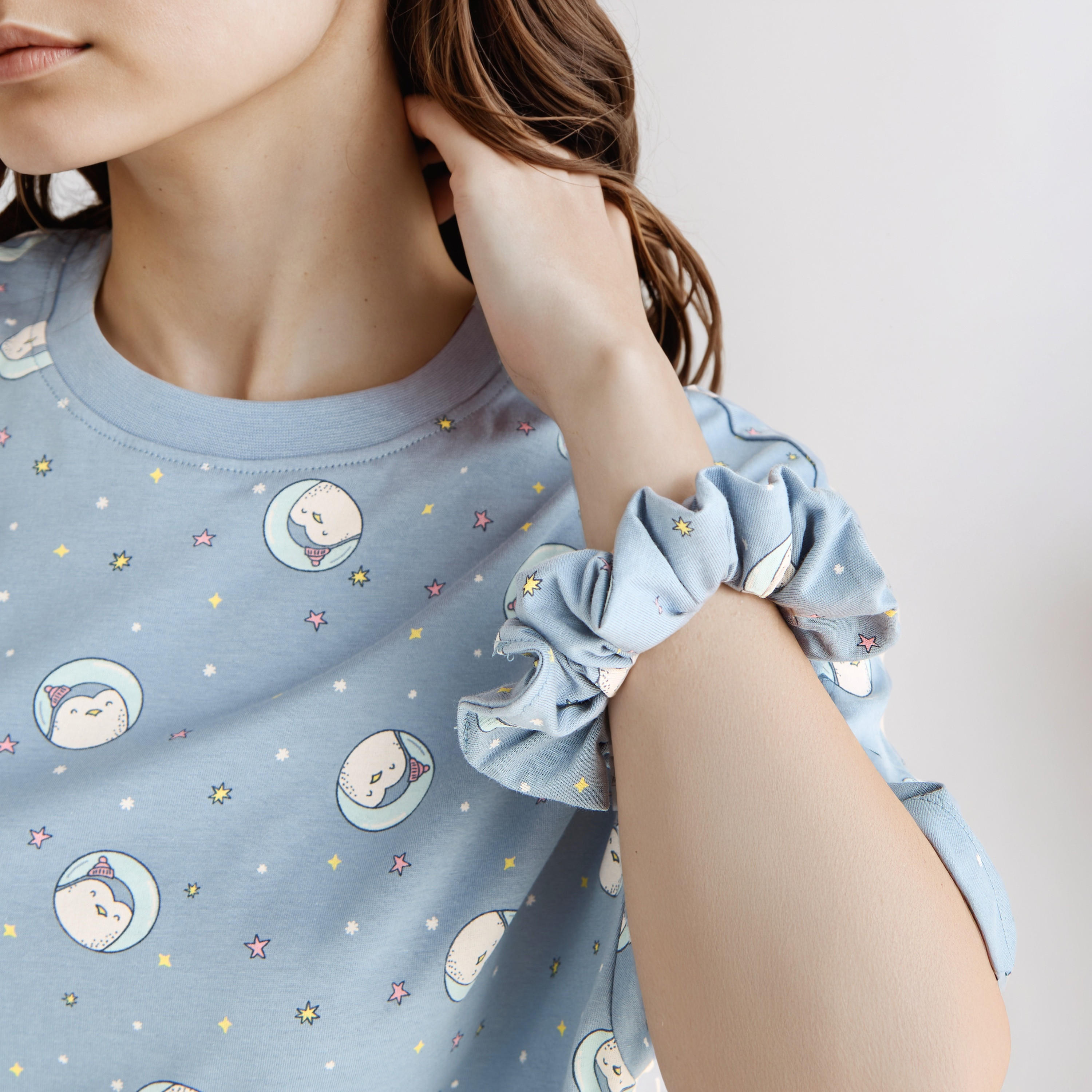 فستان قطن بأكمام قصيرة وطبعات - طقم من قطعتين-women-clothing-nightwear-nighties-image-3