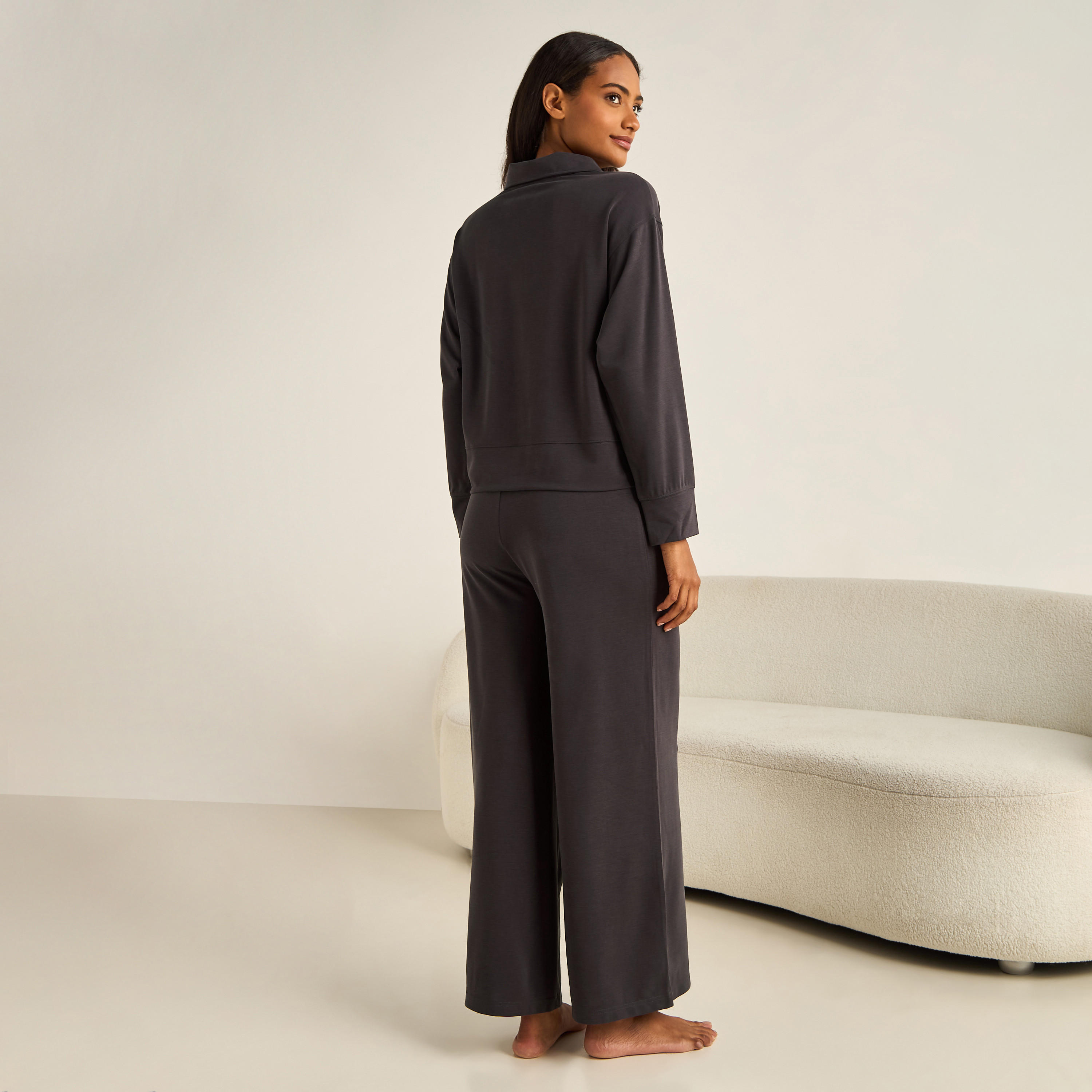 Pyjama Set Collared T-shirt & Trousers-women-clothing-nightwear-pyjamas-longsets-image-3