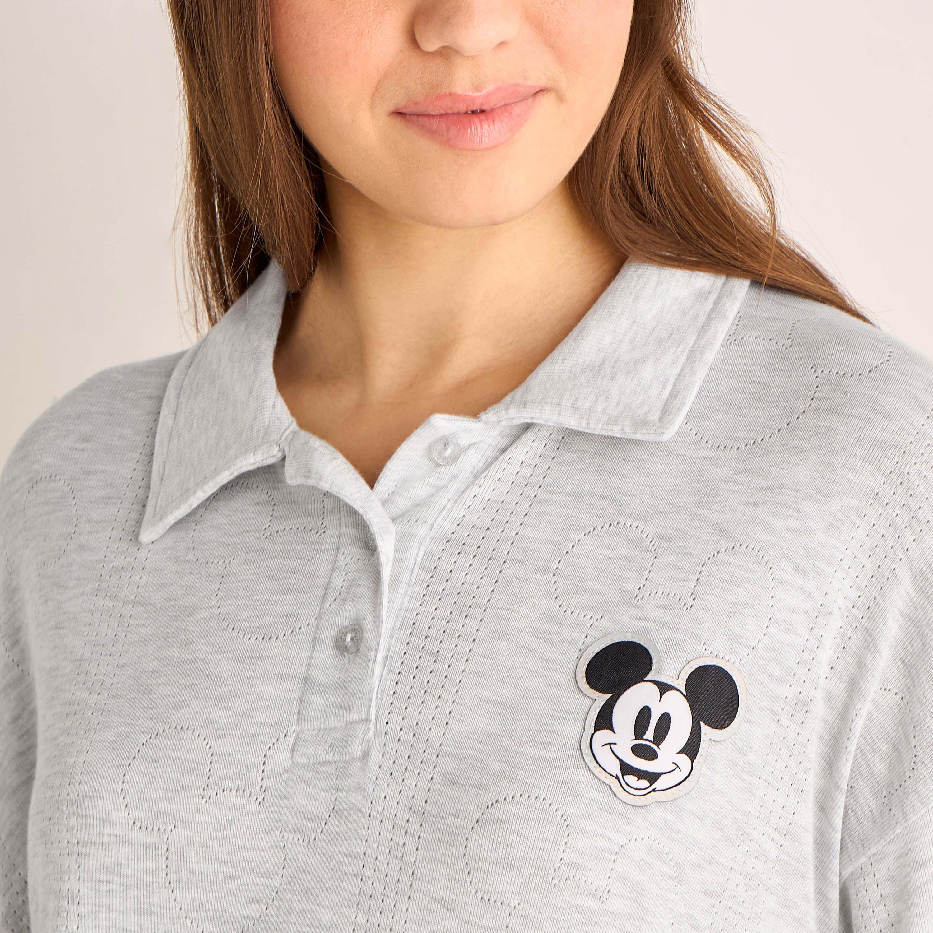طقم بيجاما ميكي ماوس بتيشيرت نصف وصلة أزرار وبنطلون-women-clothing-nightwear-pyjamas-longsets-image-4
