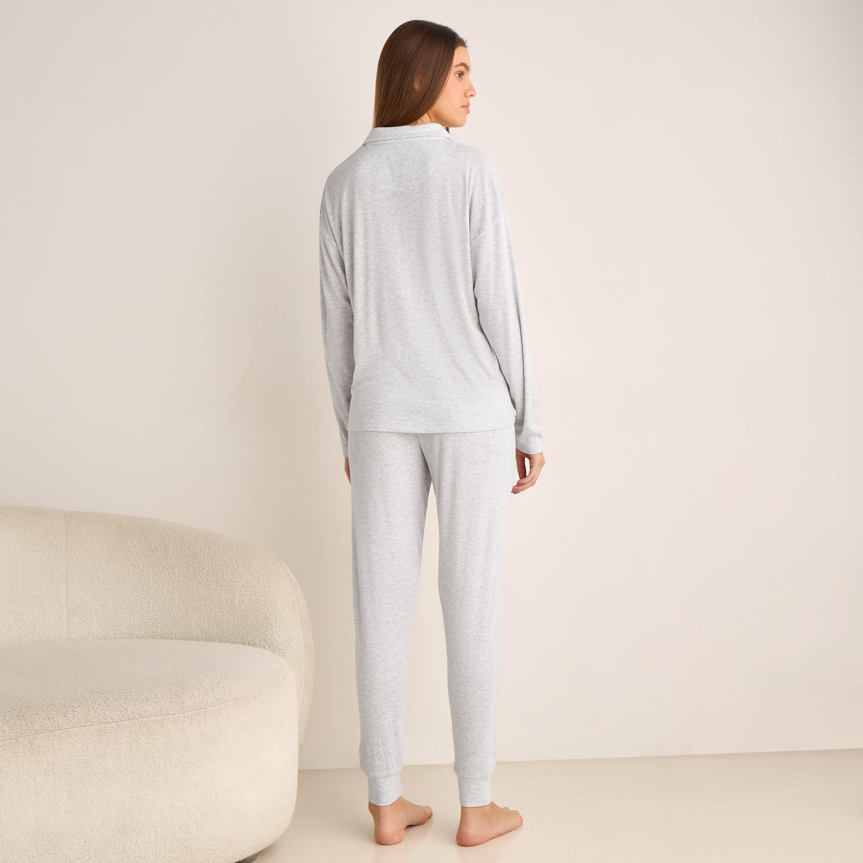 طقم بيجاما ميكي ماوس بتيشيرت نصف وصلة أزرار وبنطلون-women-clothing-nightwear-pyjamas-longsets-image-2