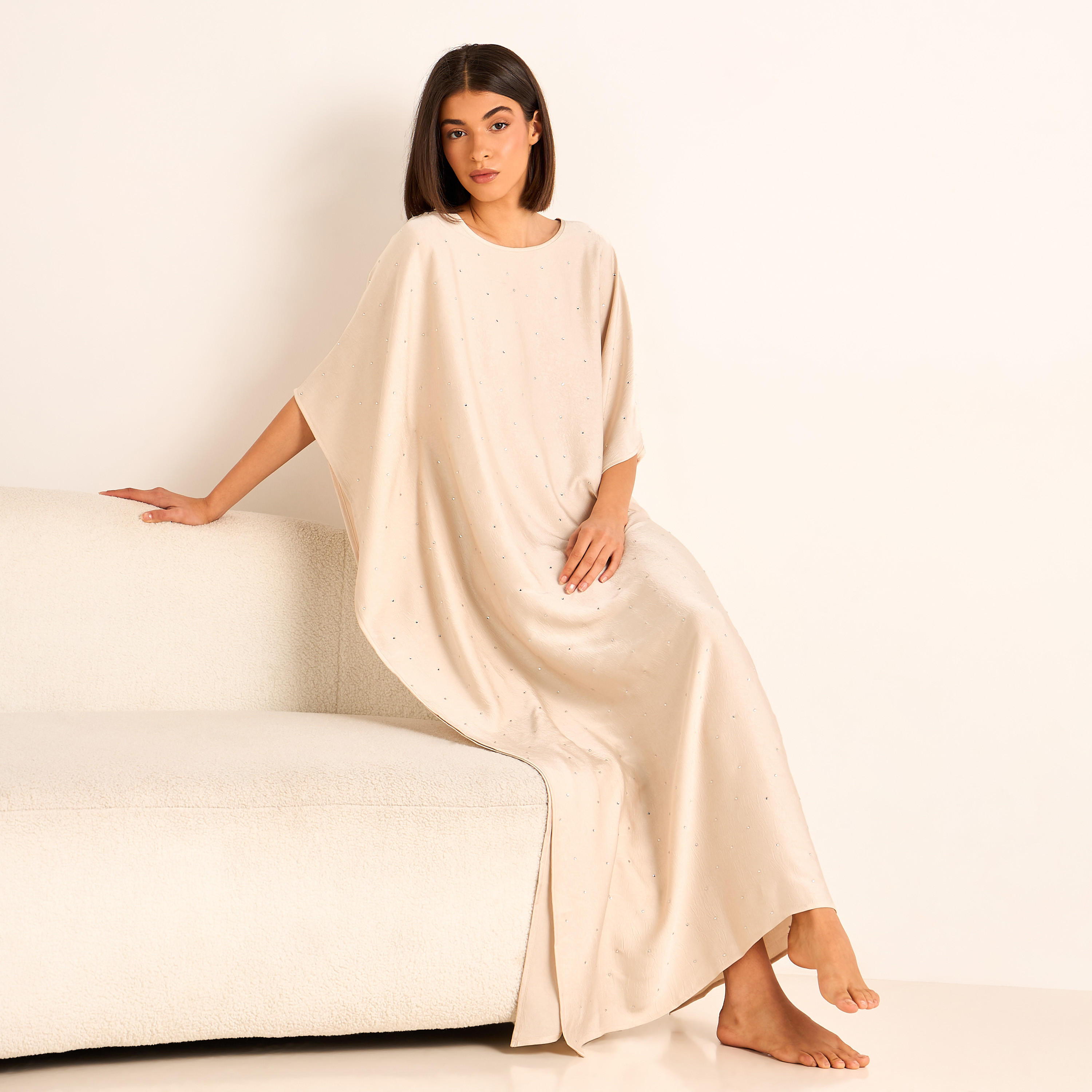 Maxi Kaftan Night Gown with Studded Embellishment-women-clothing-nightwear-nighties-image-2