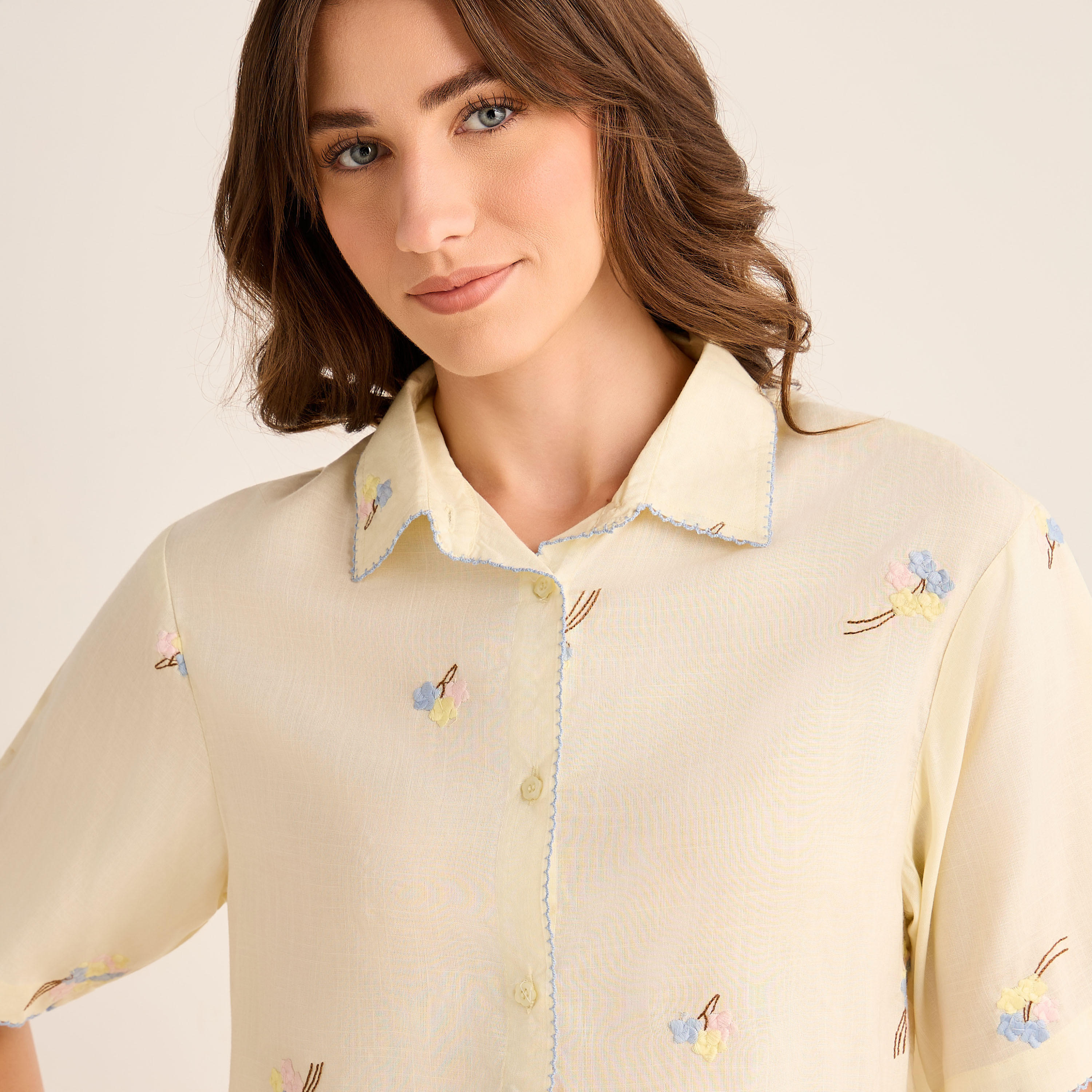 طقم قميص بأزرار إغلاق وبنطلون بيجاما-women-clothing-nightwear-pyjamas-longsets-image-2