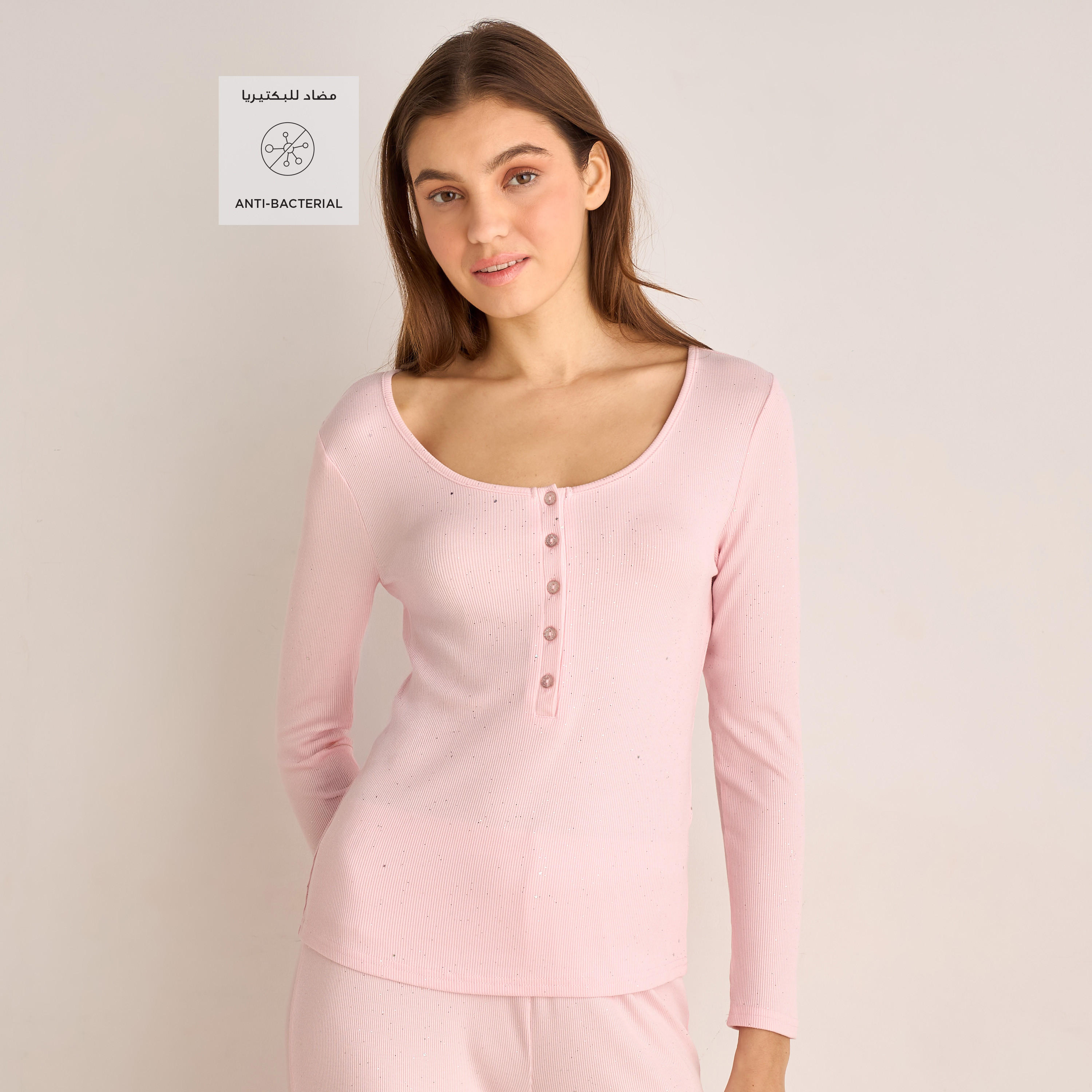 Pyjama Set Button-Down T-shirt and Pants-women-clothing-nightwear-pyjamas-longsets-image-2