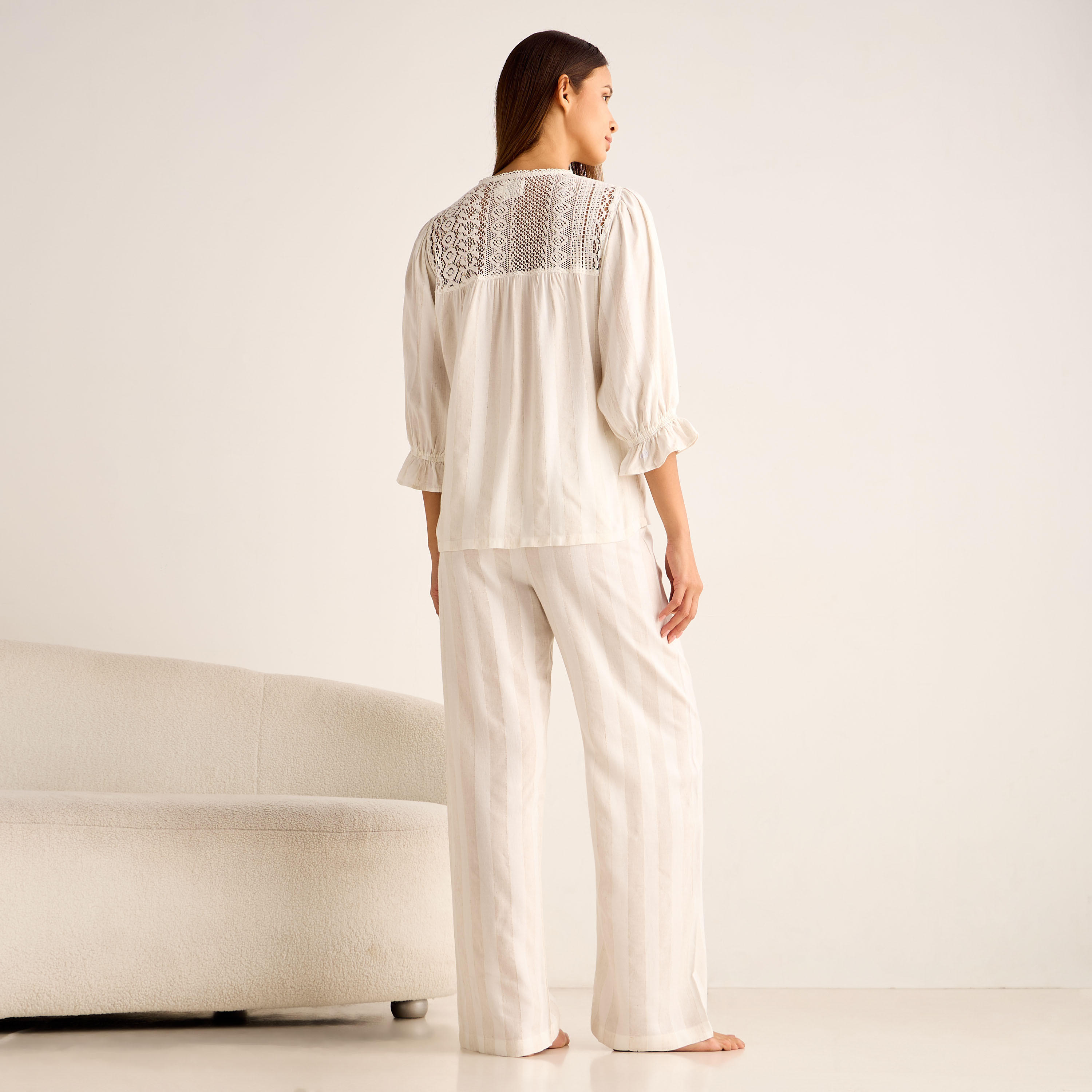 Pyjama Set Linen Blend Top & Trousers-women-clothing-nightwear-pyjamas-longsets-image-3