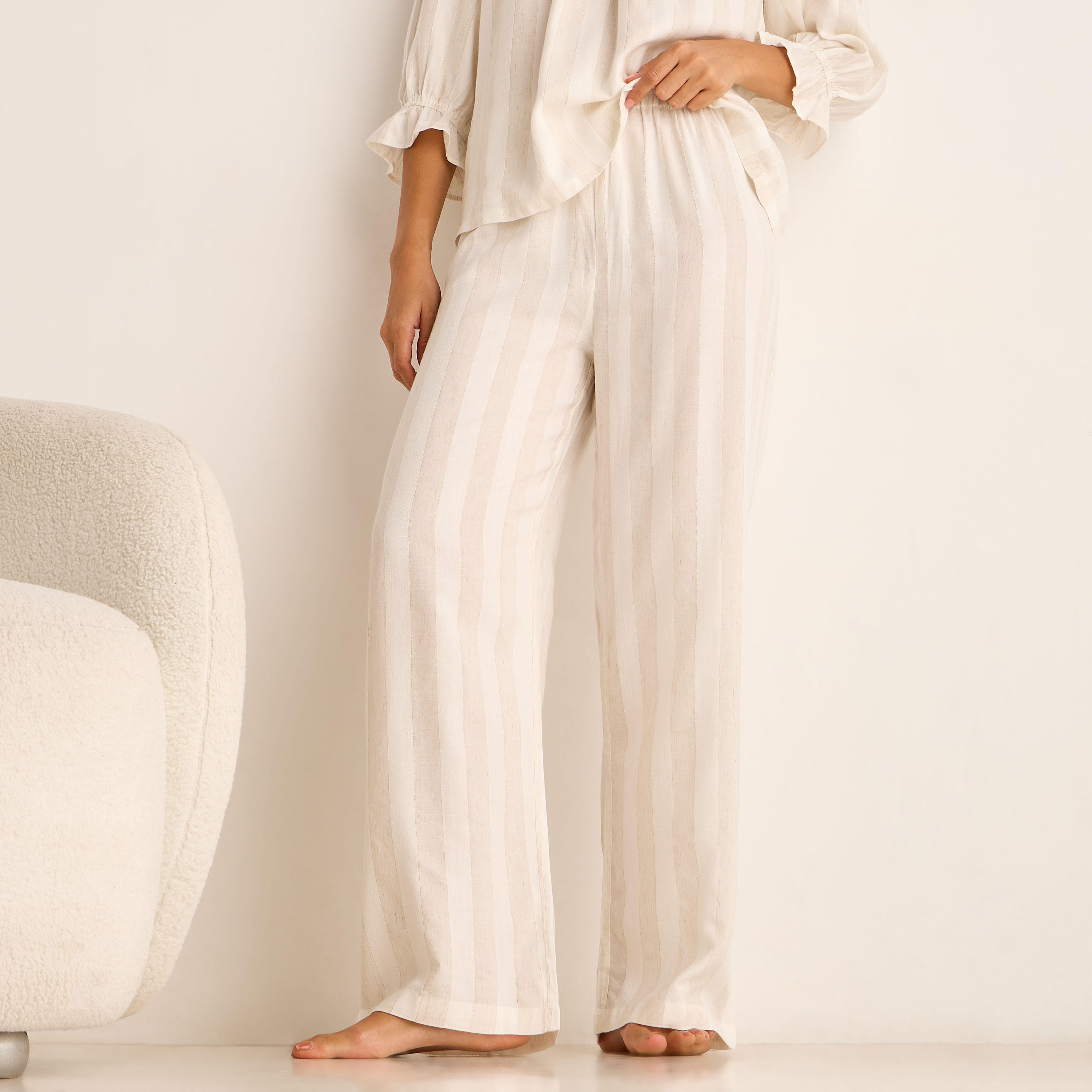 Pyjama Set Linen Blend Top & Trousers-women-clothing-nightwear-pyjamas-longsets-image-4