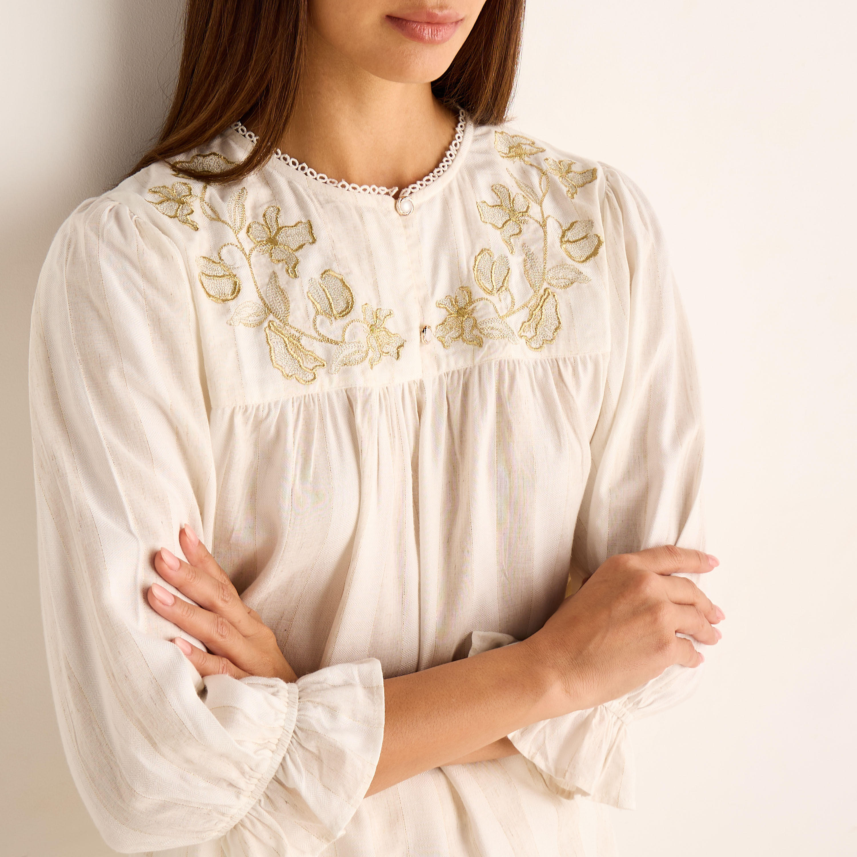 Pyjama Set Linen Blend Top & Trousers-women-clothing-nightwear-pyjamas-longsets-image-5