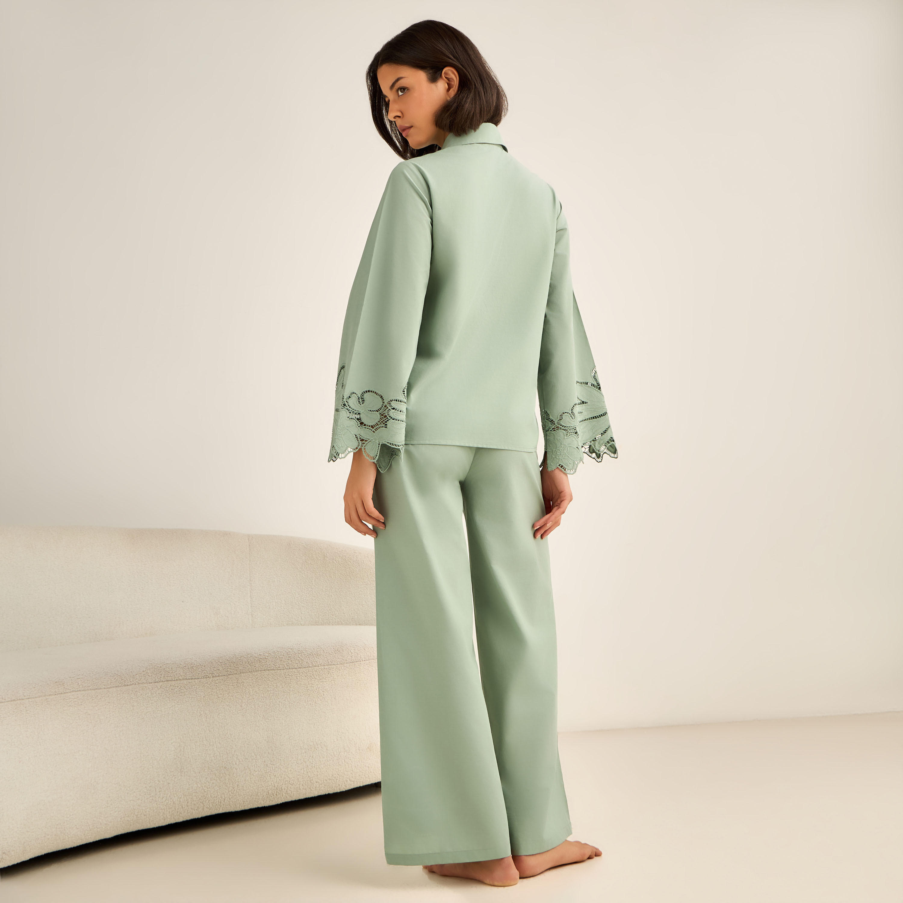 Pyjama Set Button-Down Shirt & Trousers-women-clothing-nightwear-pyjamas-longsets-image-3