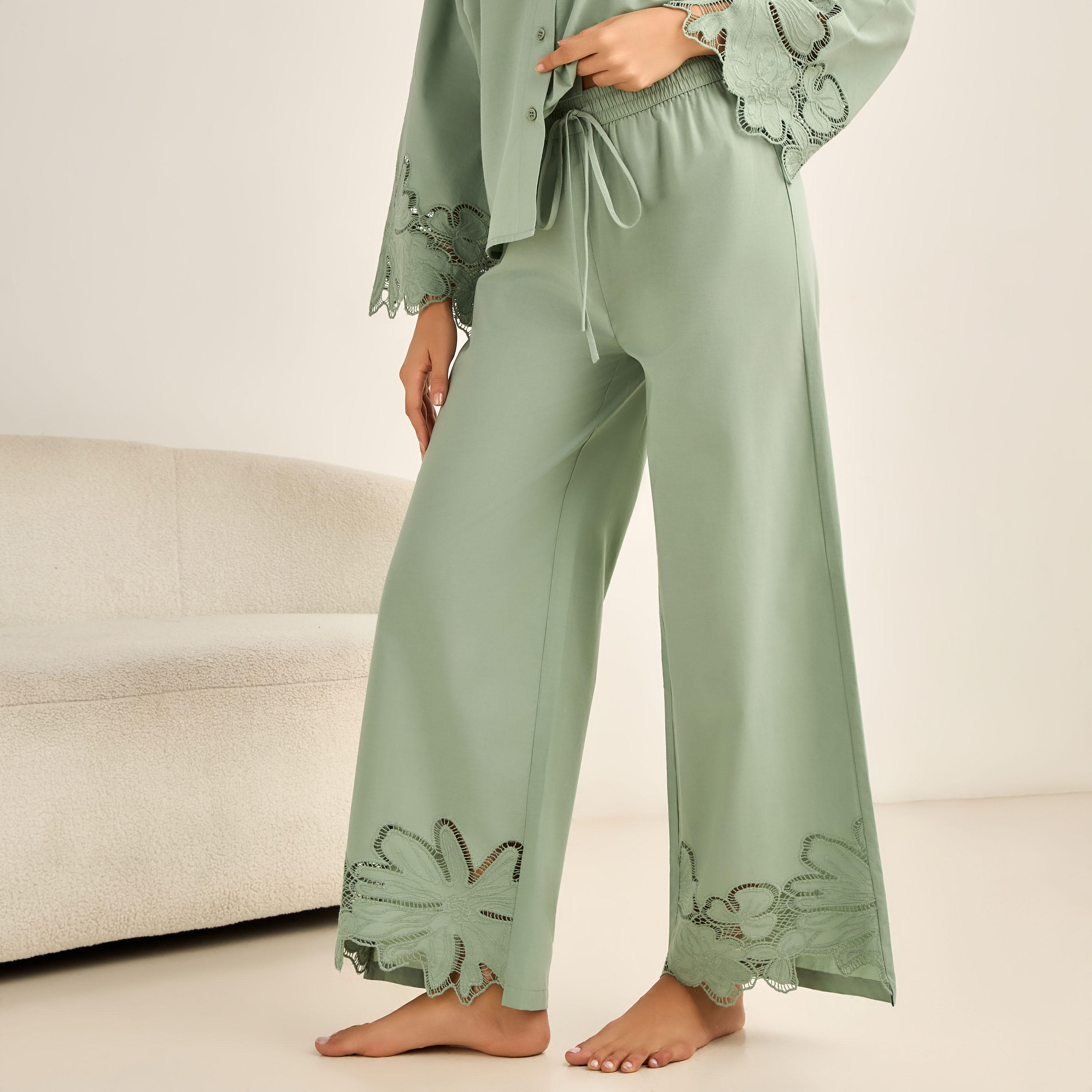 Pyjama Set Button-Down Shirt & Trousers-women-clothing-nightwear-pyjamas-longsets-image-5