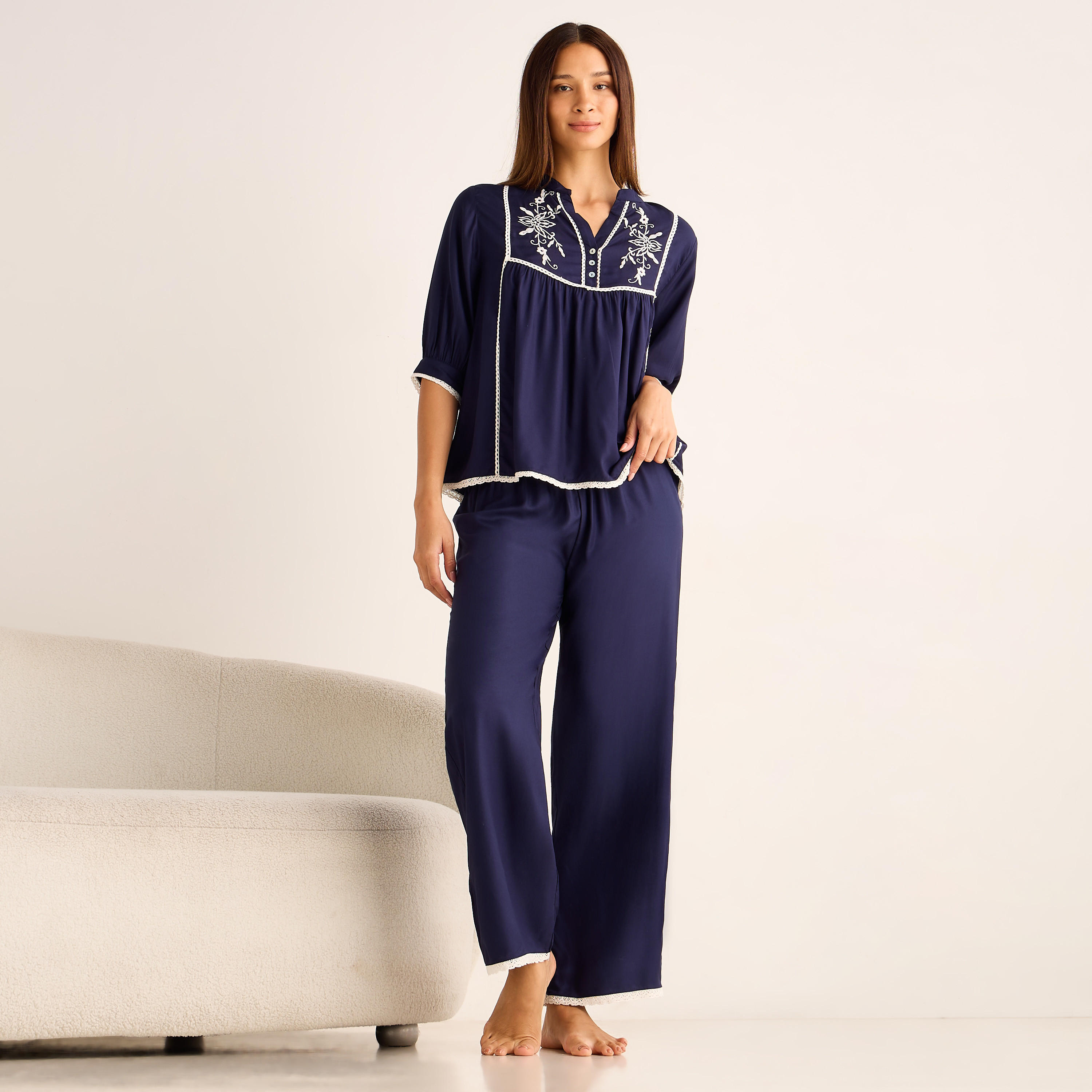 Pyjama Set Top & Trousers Viscose-women-clothing-nightwear-pyjamas-longsets-image-1
