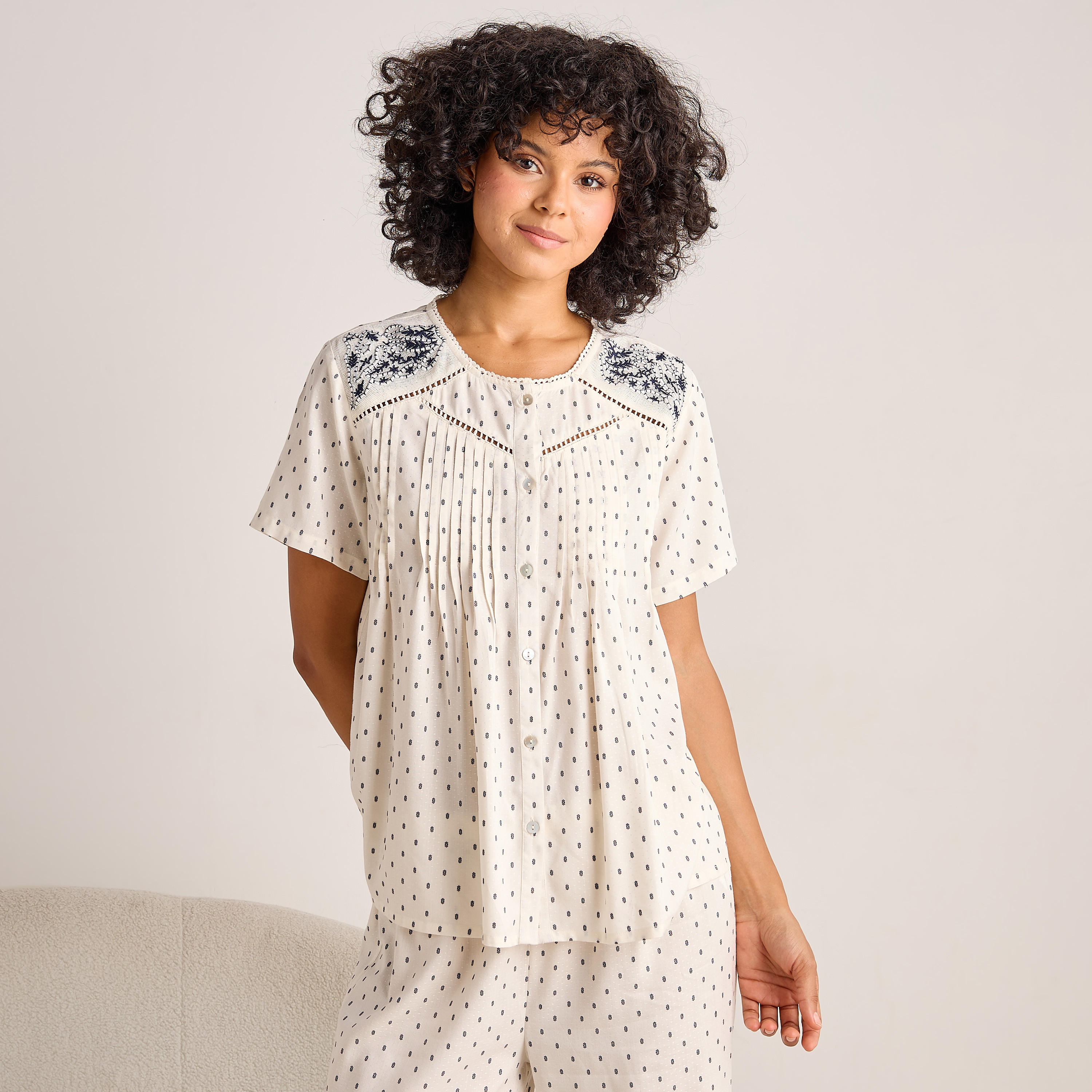 Pyjama Set Button-Down Top & Trousers-women-clothing-nightwear-pyjamas-longsets-image-2