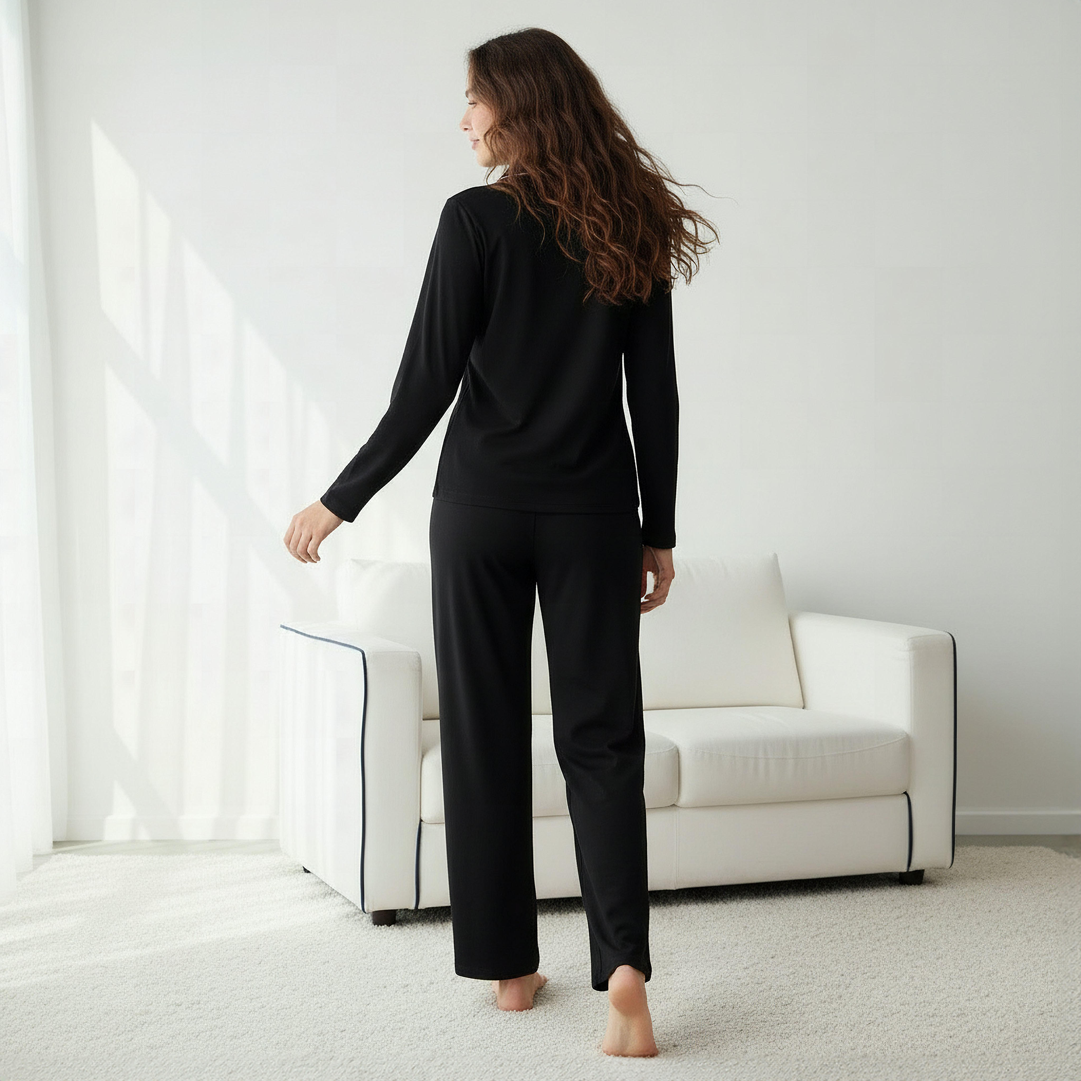 Pyjama Set Button-Down Shirt & Trousers-women-clothing-nightwear-pyjamas-longsets-image-3