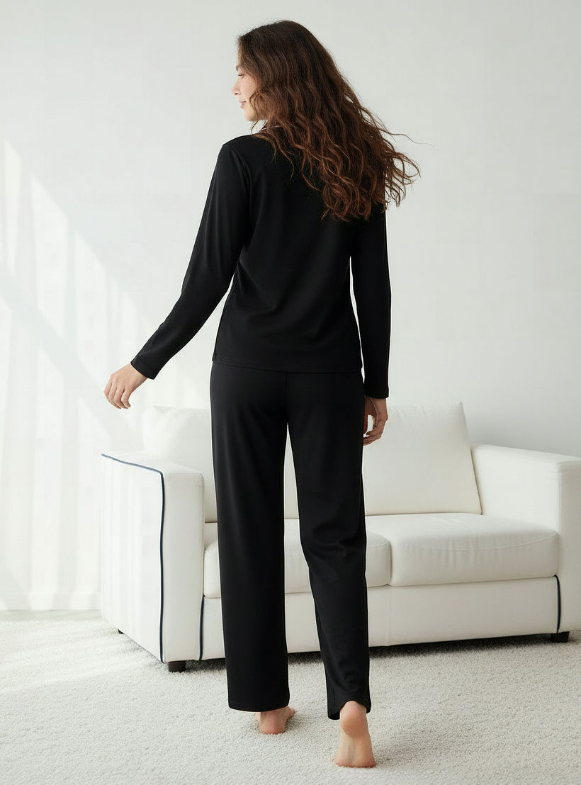 Pyjama Set Button-Down Shirt & Trousers-women-clothing-nightwear-pyjamas-longsets-image-3