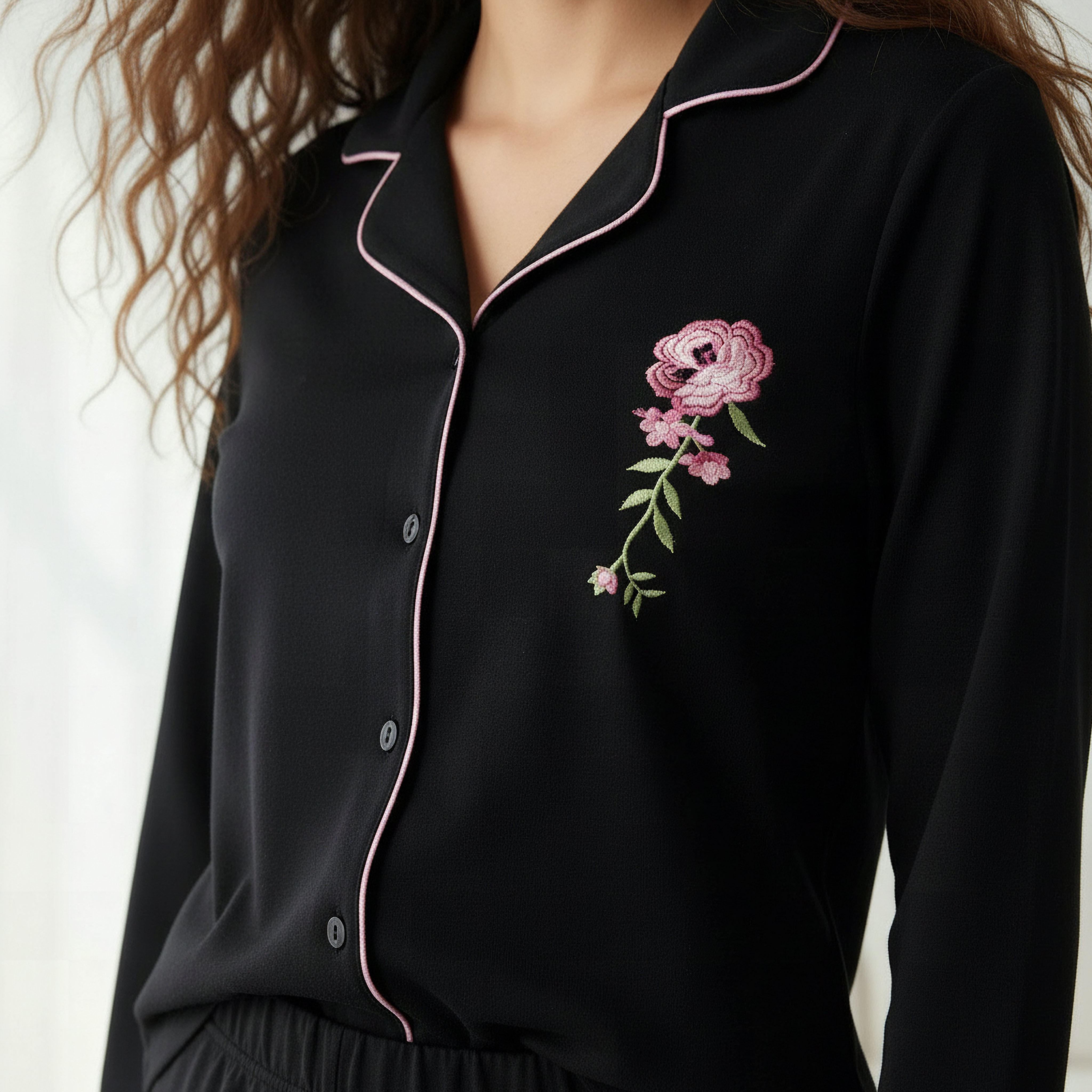 Pyjama Set Button-Down Shirt & Trousers-women-clothing-nightwear-pyjamas-longsets-image-5