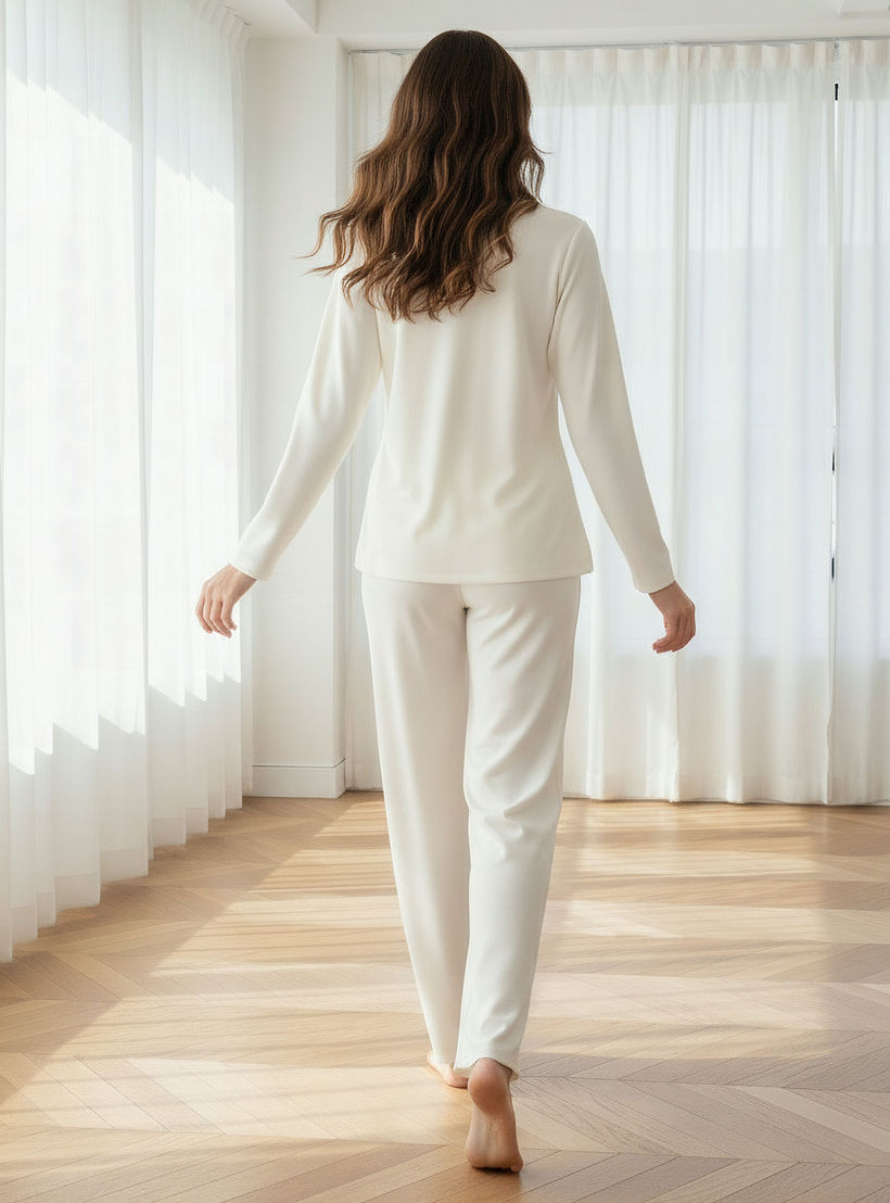 طقم بيجاما بنطلون وقميص بأزرار-women-clothing-nightwear-pyjamas-longsets-image-3